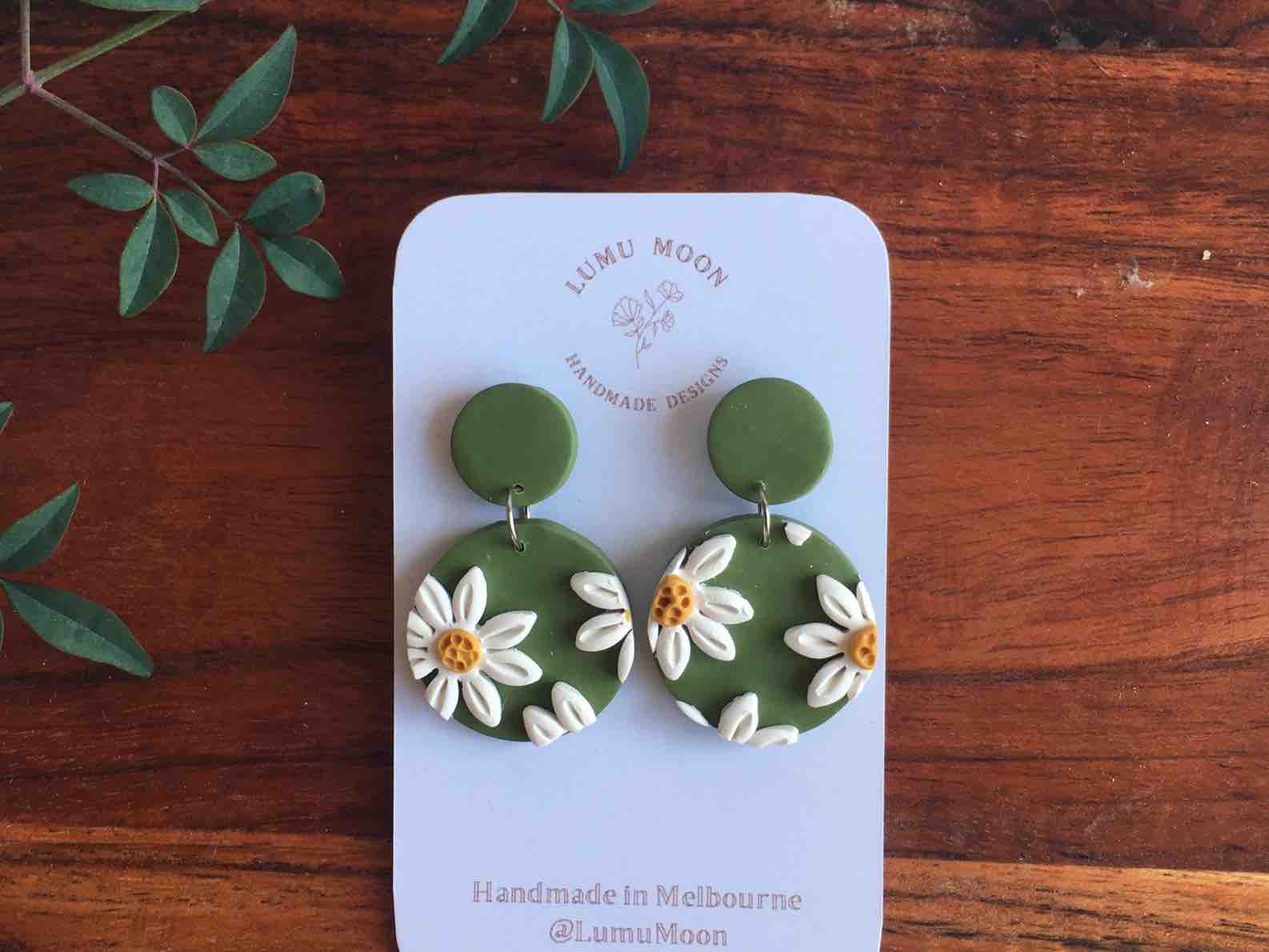 Lumu Moon - Daisy Statement Earrings - Short Dangle