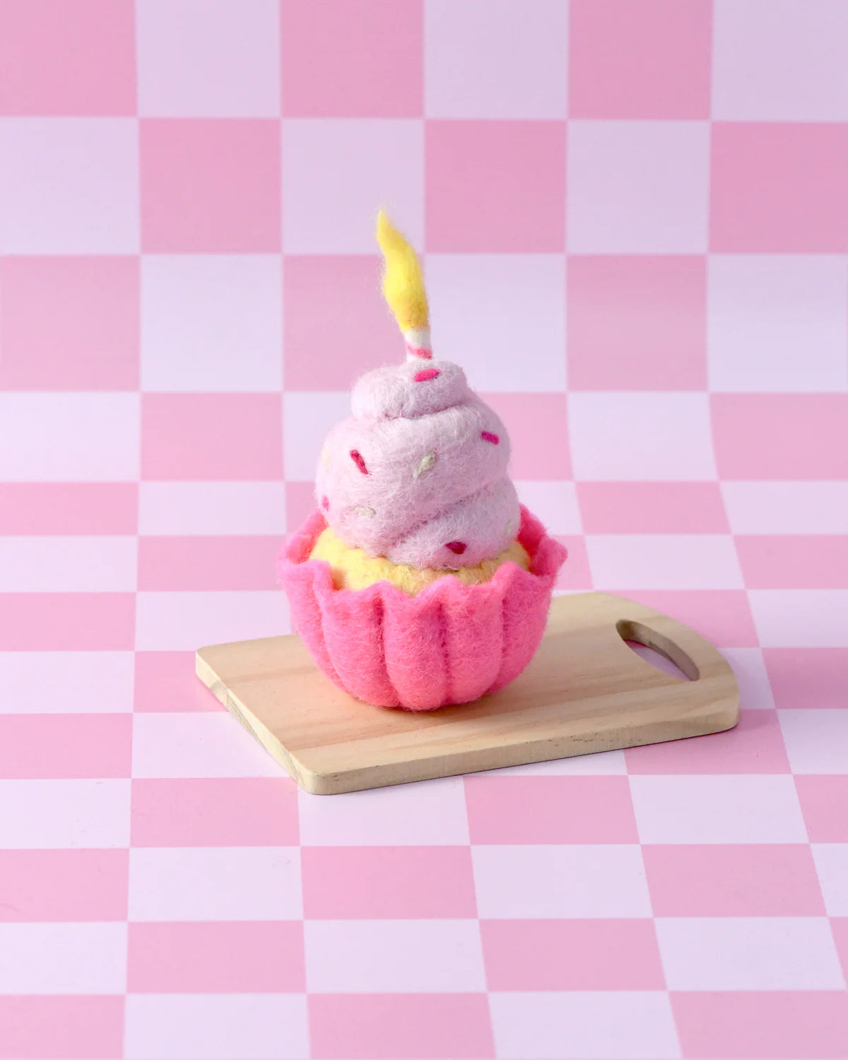 Tara Treasures - Felt Giant Pink Vanilla Cupcake with Candle