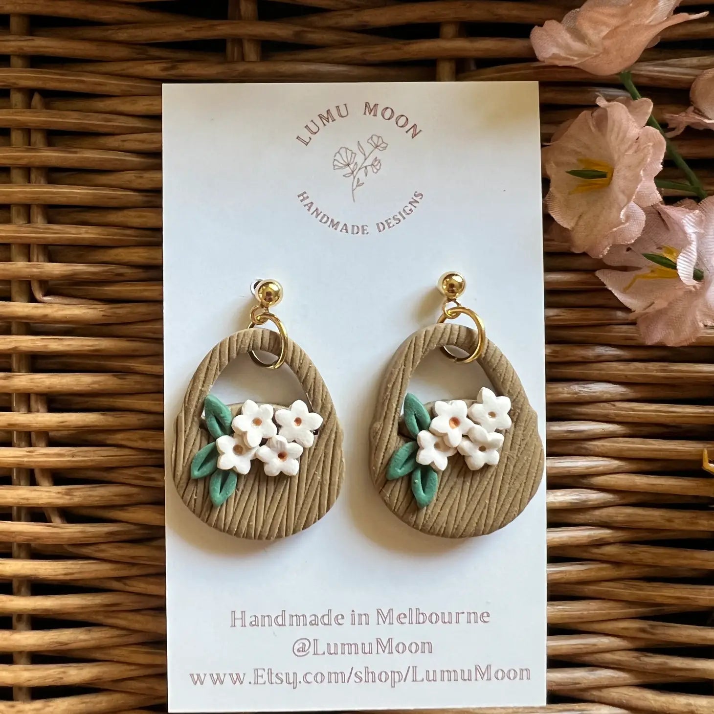 Lumu Moon - Spring Floral Basket Earrings