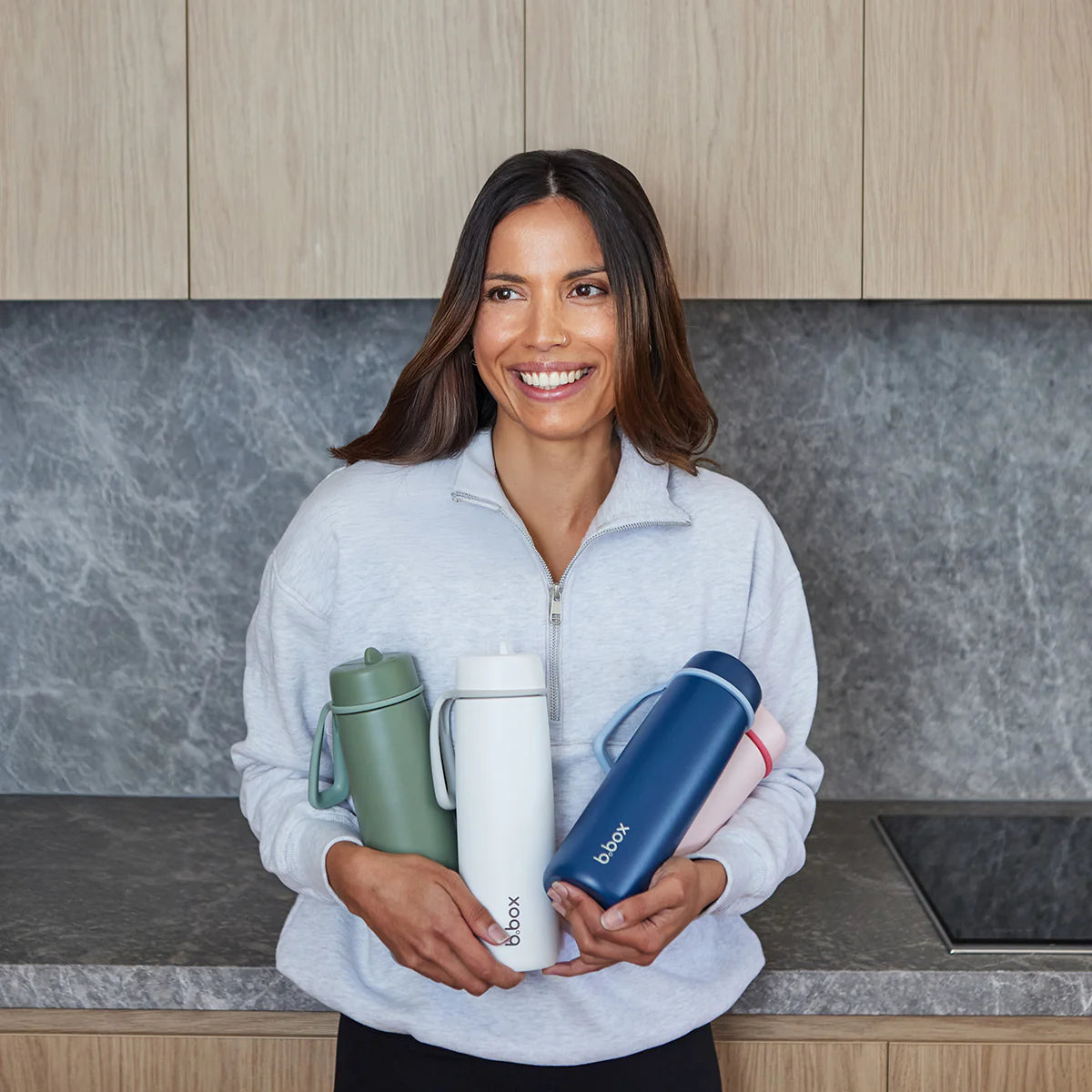 b.box Insulated Flip Top Bottle - 690ml - Olive