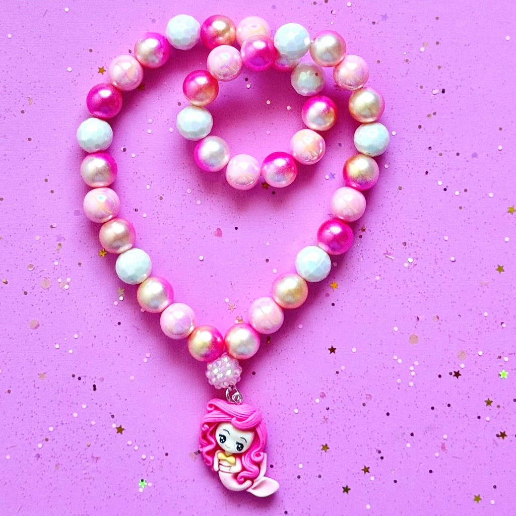 Sweet as Sugar Jewellery Beaded Necklace Pink Mermaid
