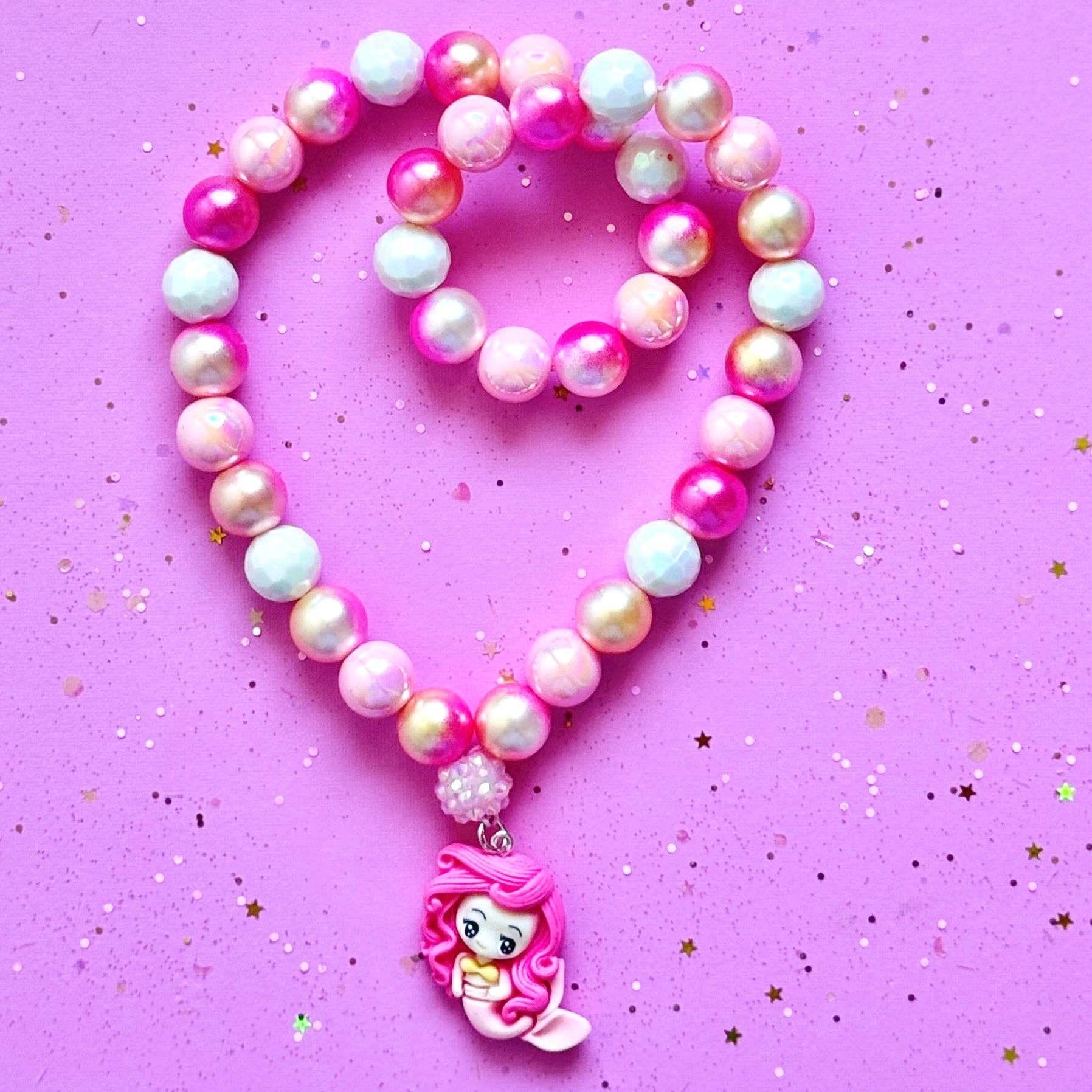 Sweet as Sugar Jewellery Beaded Necklace Pink Mermaid