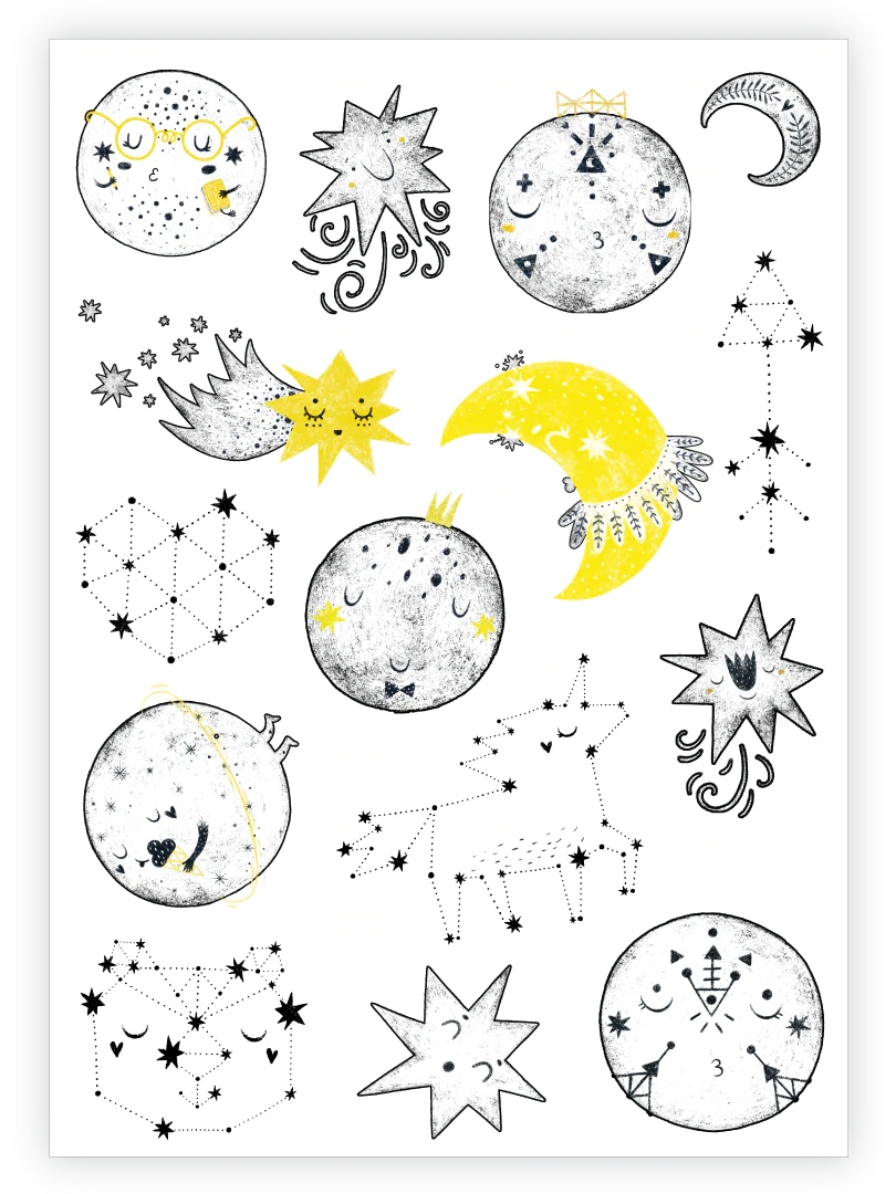 ducky street tattoo temporary kids tattoo great for goodie bags or kids party accessories moon and star theme