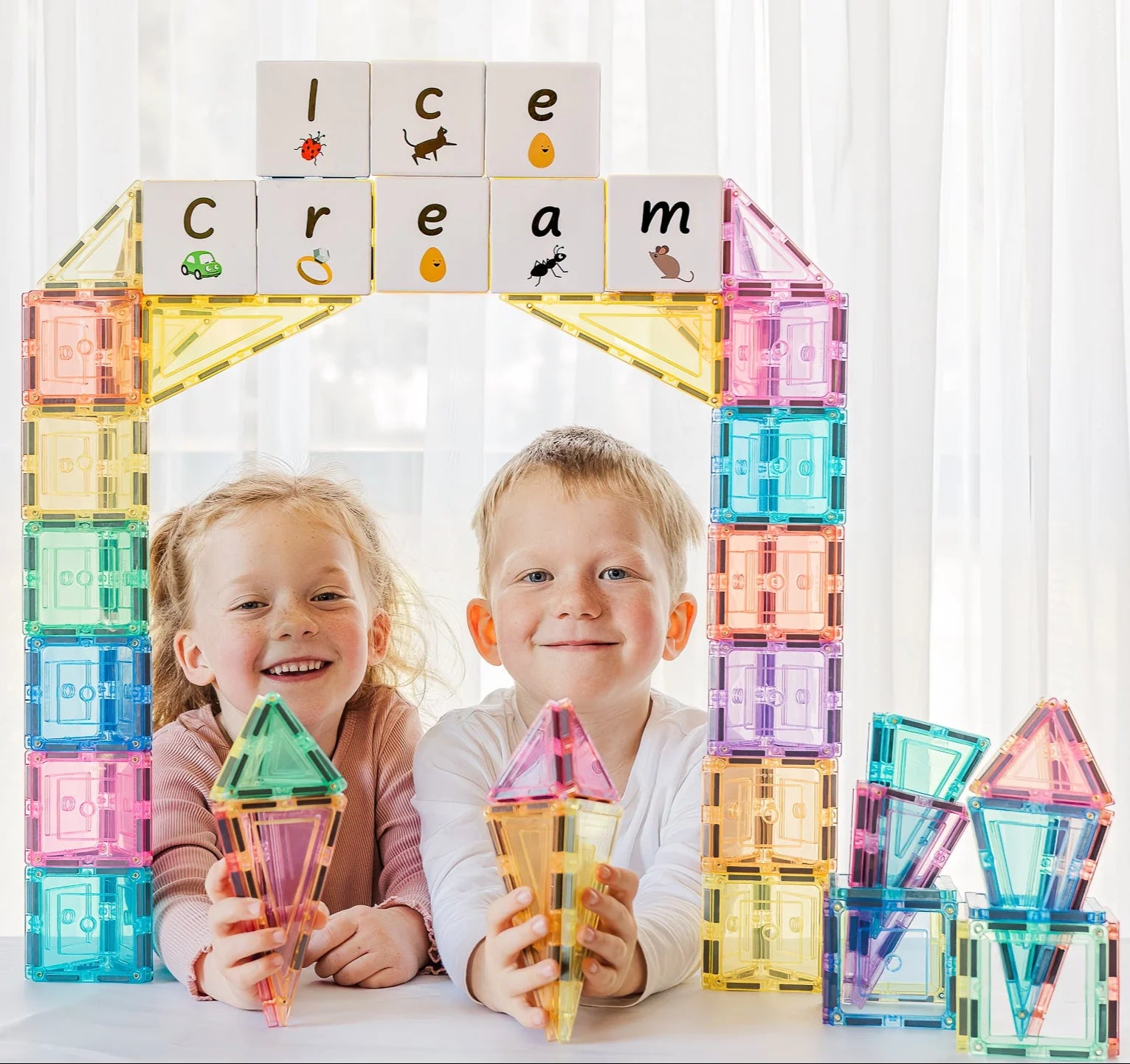 Learn & Grow Magnetic Tiles - Builders Pack ( Pastel ) - 112 Piece