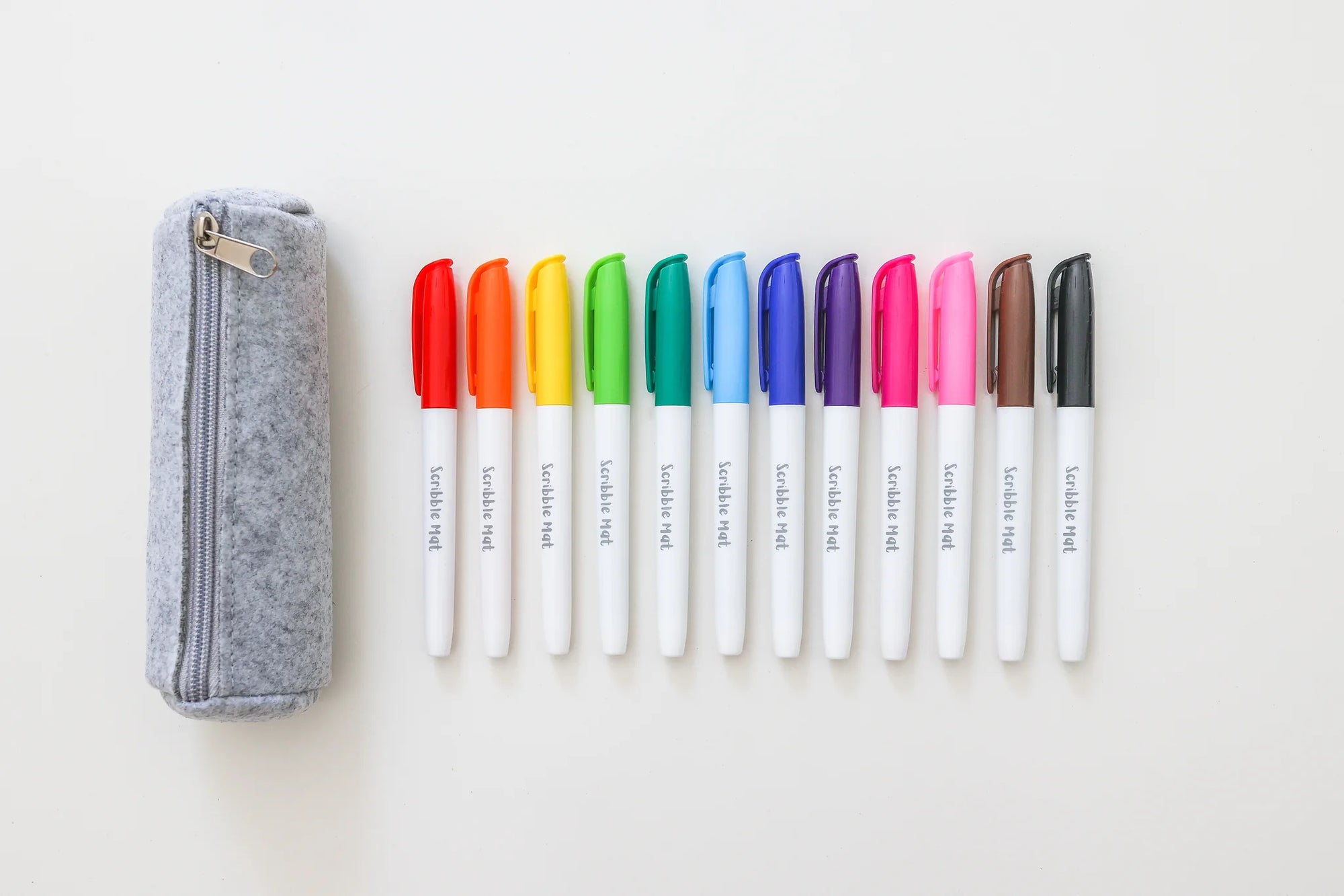 Scribble Mat - Felt Pencil Case with 12 Pens