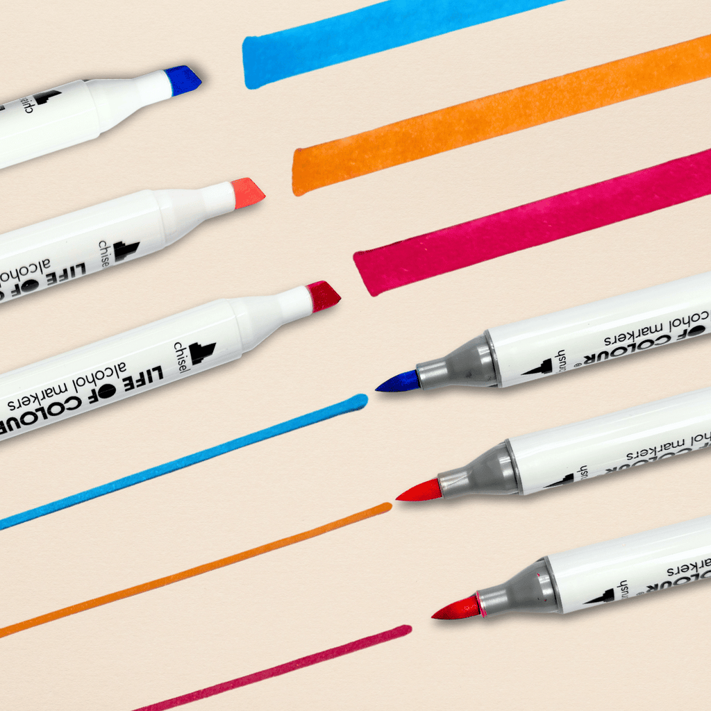 Life of Colour - Art Markers - 24 Alcohol Based, Dual Tip Markers for Colouring