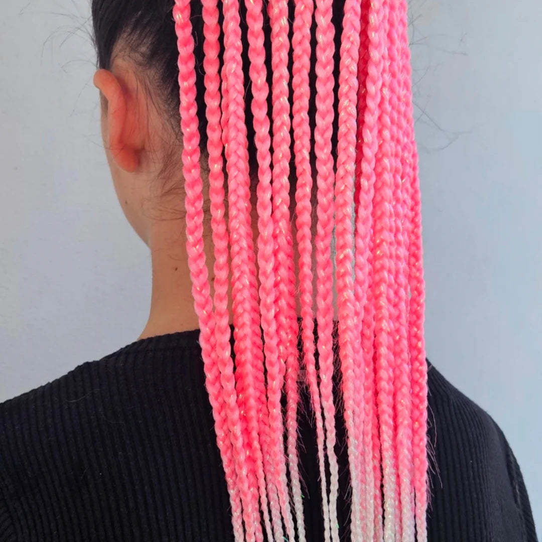 Mermaid Hair by Emma - Pre Braided Coral with Tinsel