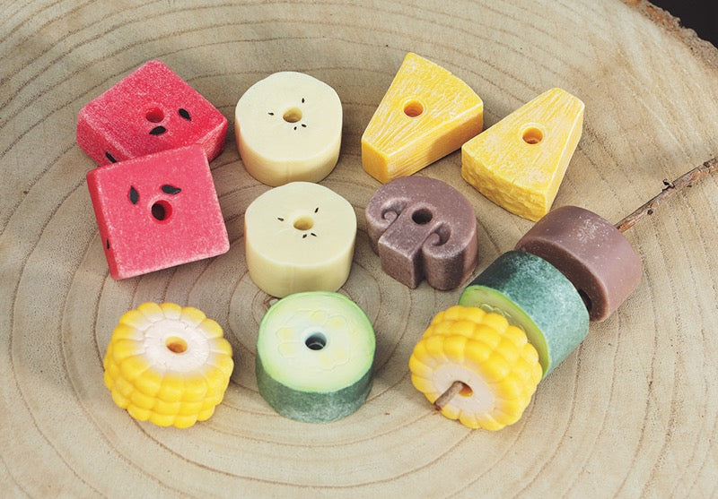Yellow Door - Sensory Play Stones - Threading Kebabs