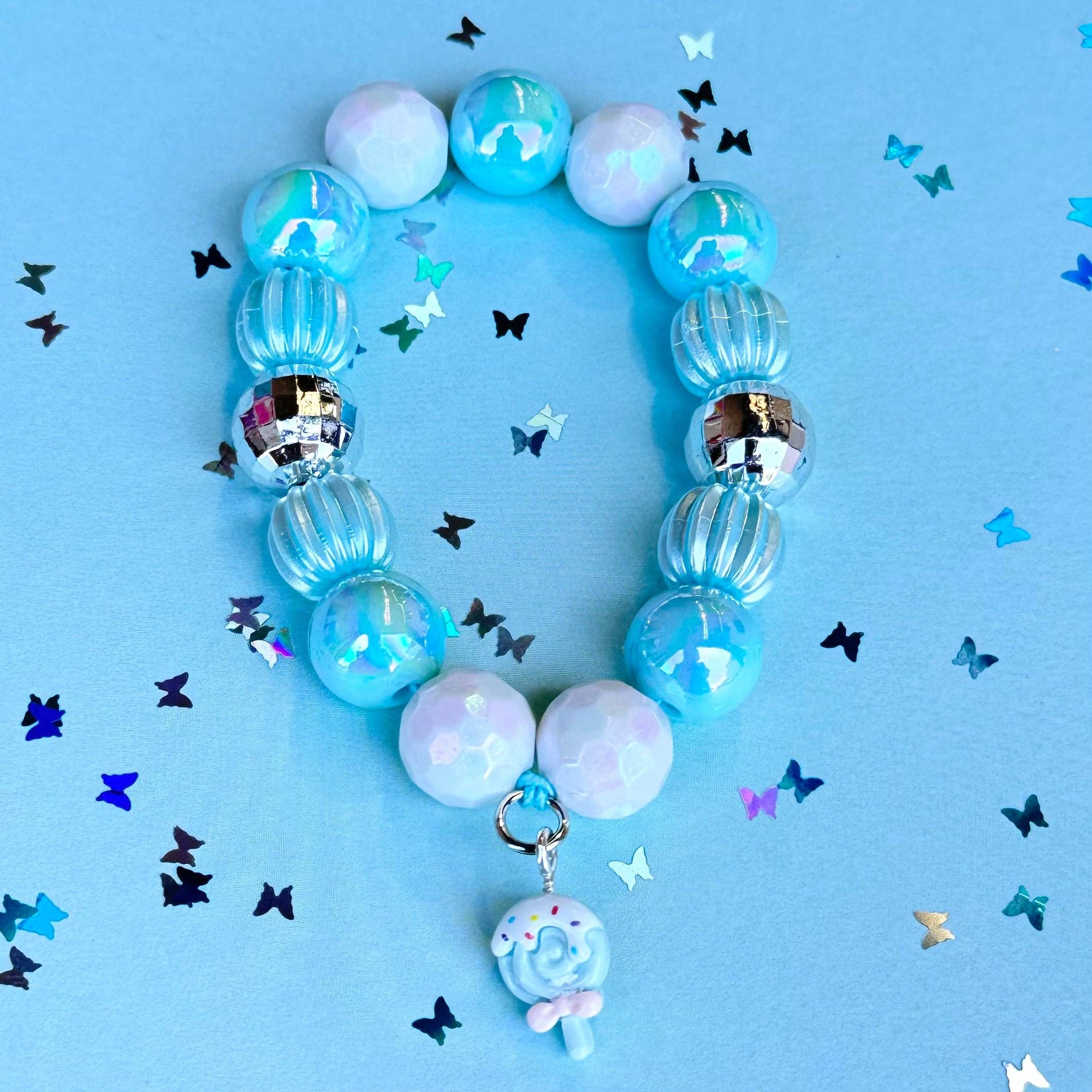 Sweet as Sugar Jewellery Beaded Bracelet Matching Blue Princess Necklace