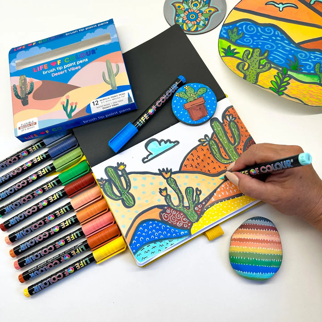 Life of Colour - Desert Vibes Brush Tip Acrylic Paint Pens - Set of 12