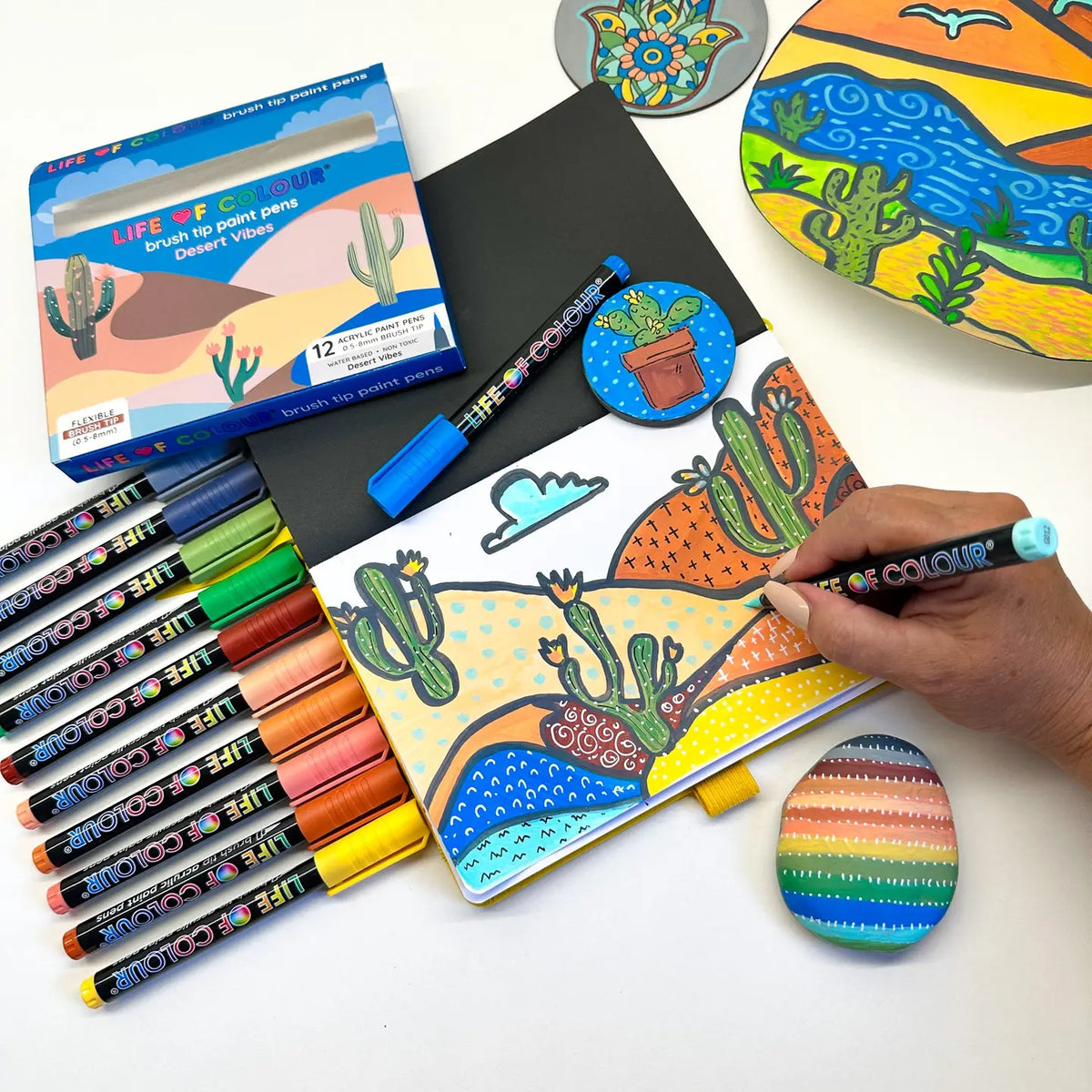 Life of Colour - Desert Vibes Brush Tip Acrylic Paint Pens - Set of 12