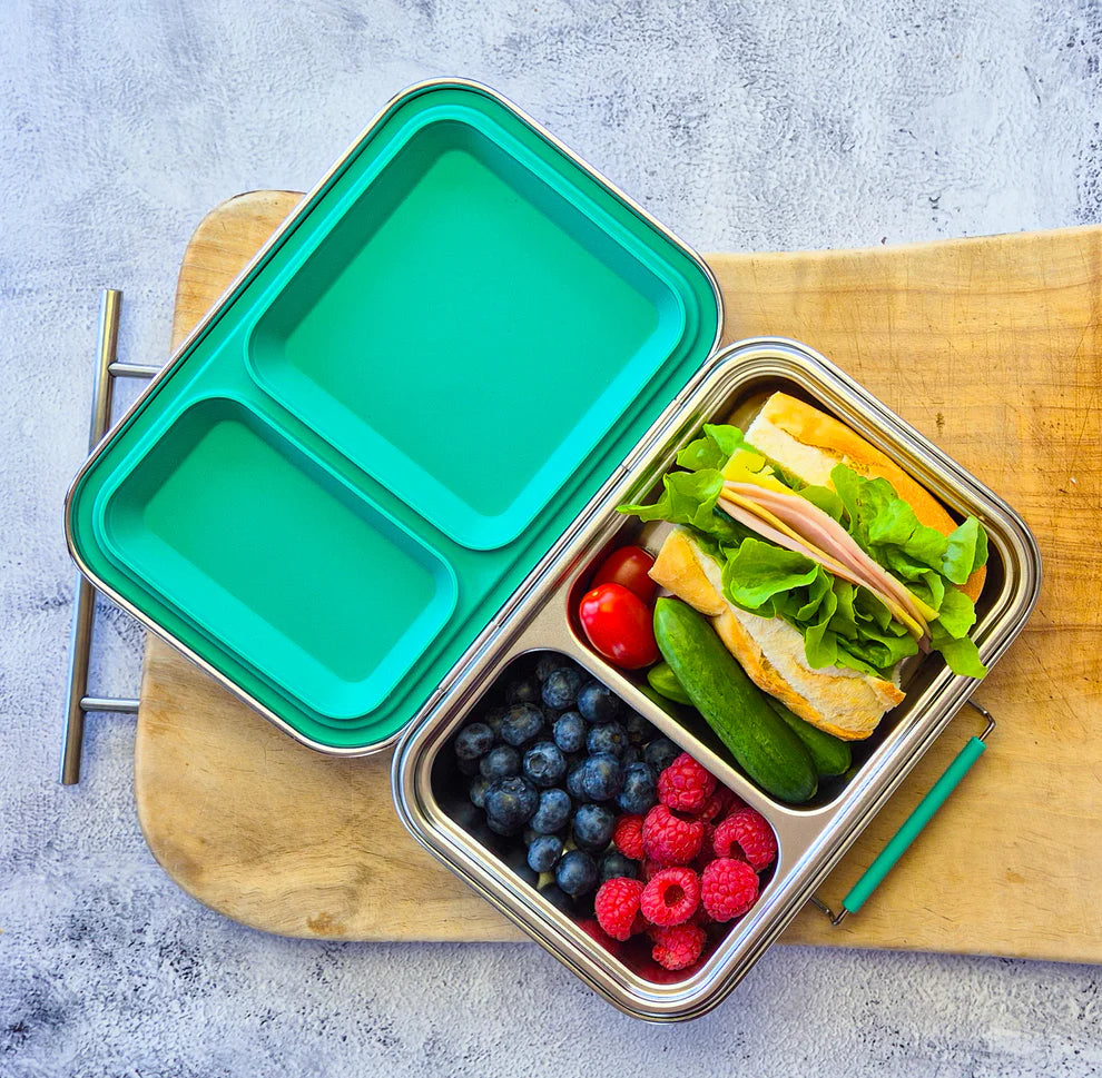 Ecococoon Bento Box 2 Stainless Steel - Leak Proof - Emerald Green