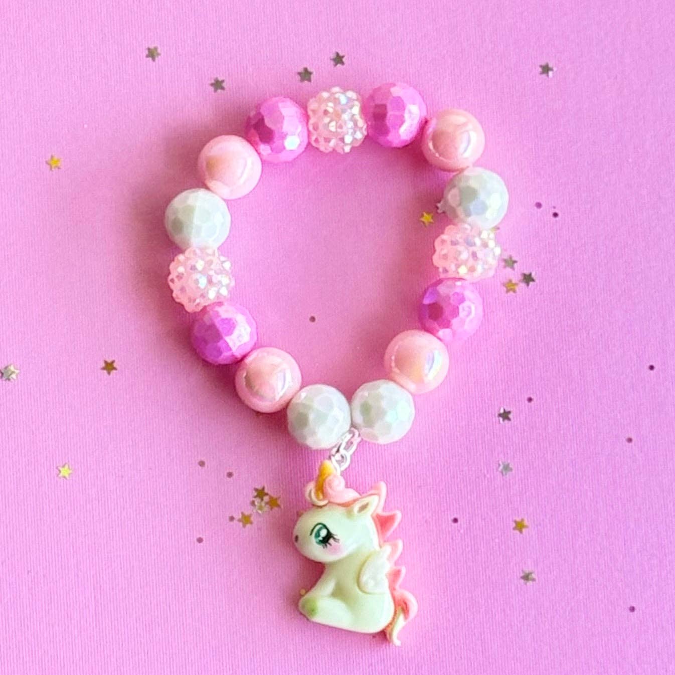 Sweet as Sugar Jewellery Beaded Bracelet Matching Pink Unicorn Necklace