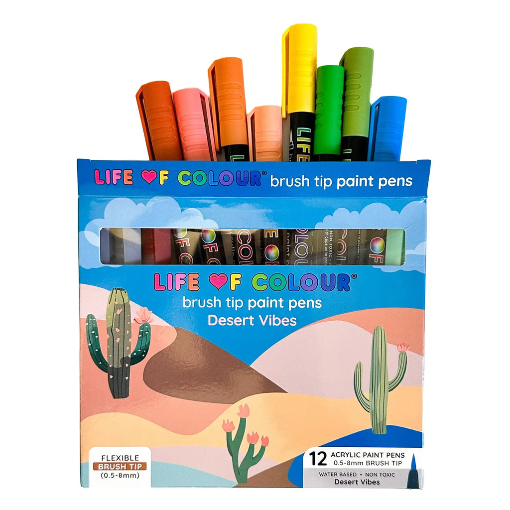 Life of Colour - Desert Vibes Brush Tip Acrylic Paint Pens - Set of 12
