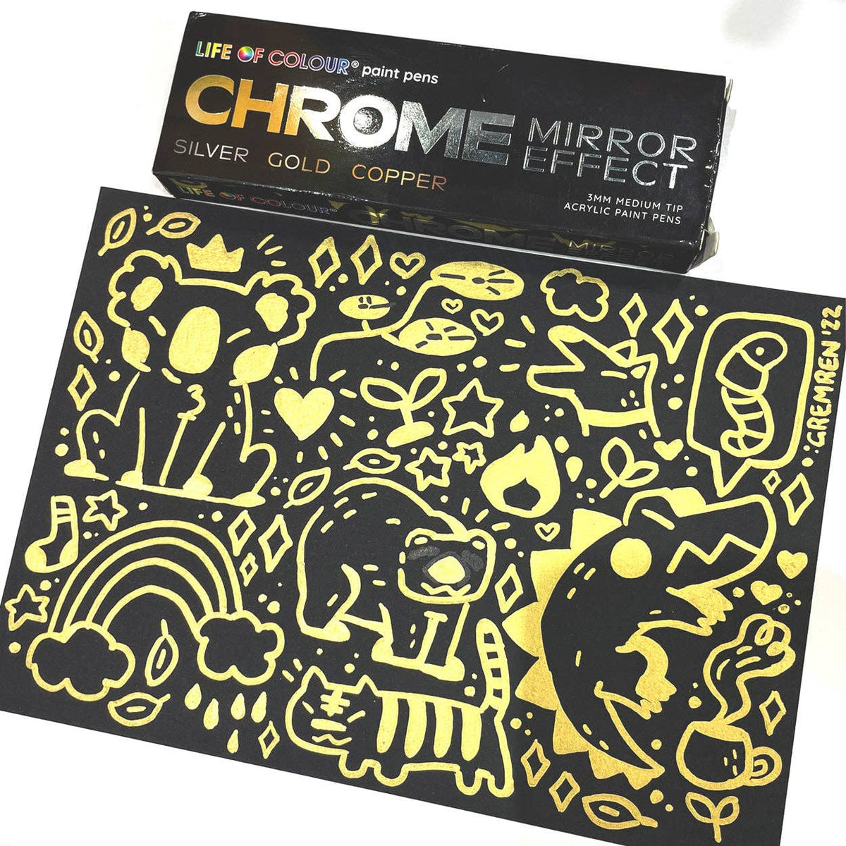 Life of Colour - Chrome Mirror Effect 3mm Medium Tip Acrylic Paint Pens - Set of 3