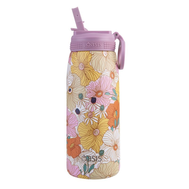 Oasis - Stainless Steel Double Wall Insulated Sport Bottle with Sipper Straw - 780ml