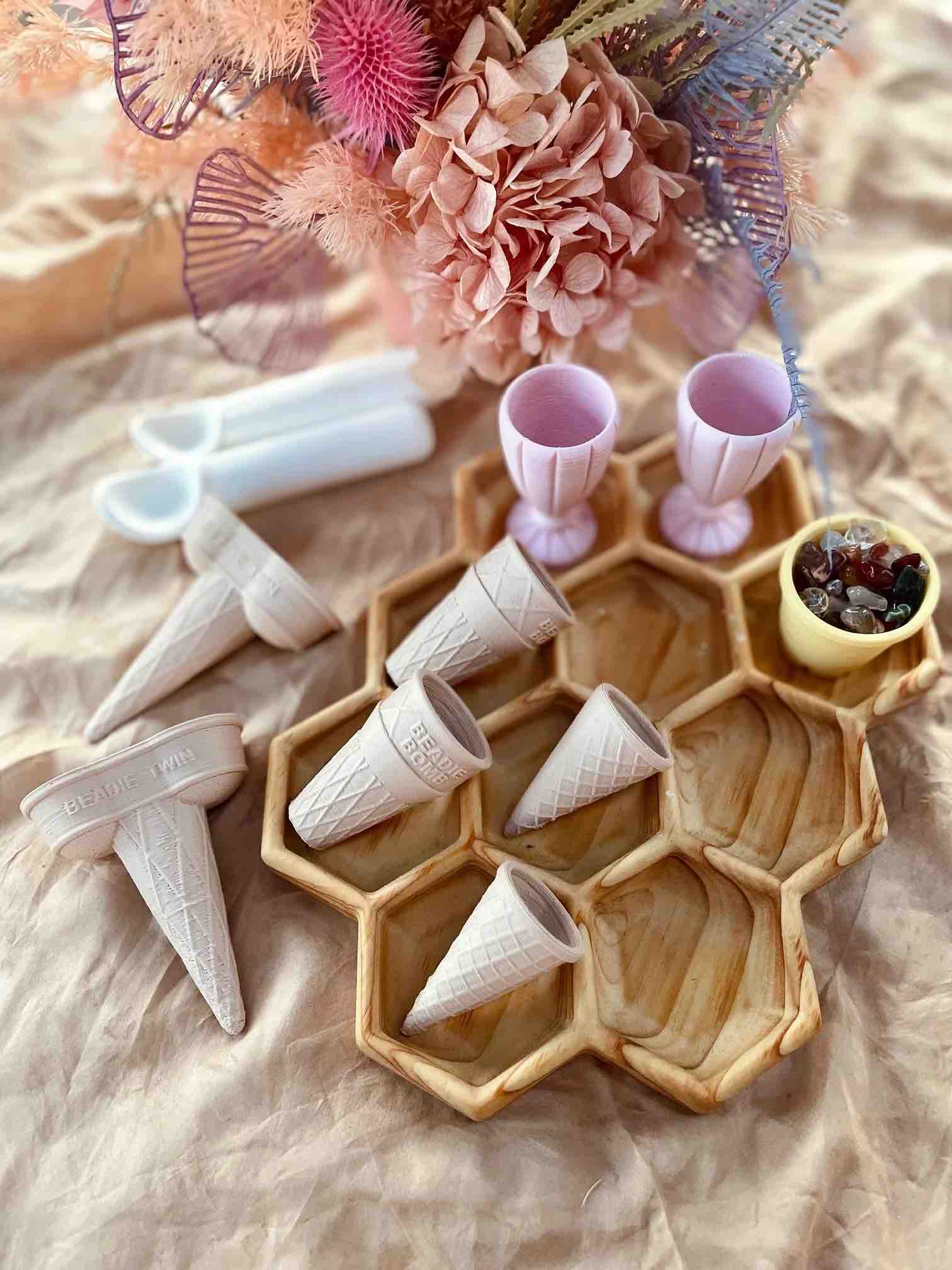Beadie Bug Play Icecream Shop - Double Scoop Kit (Pink Sundae Cups)
