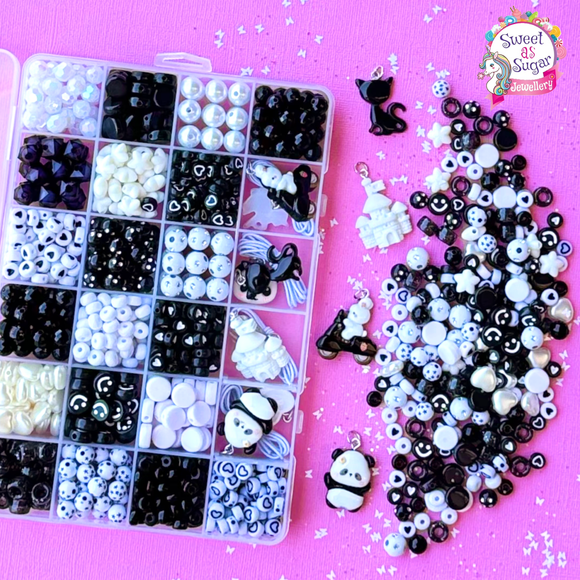 Sweet as Sugar Jewellery Making Kit Large Black and White