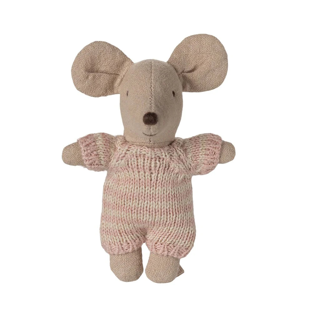 Maileg Baby Mouse in Carry Cot Rose