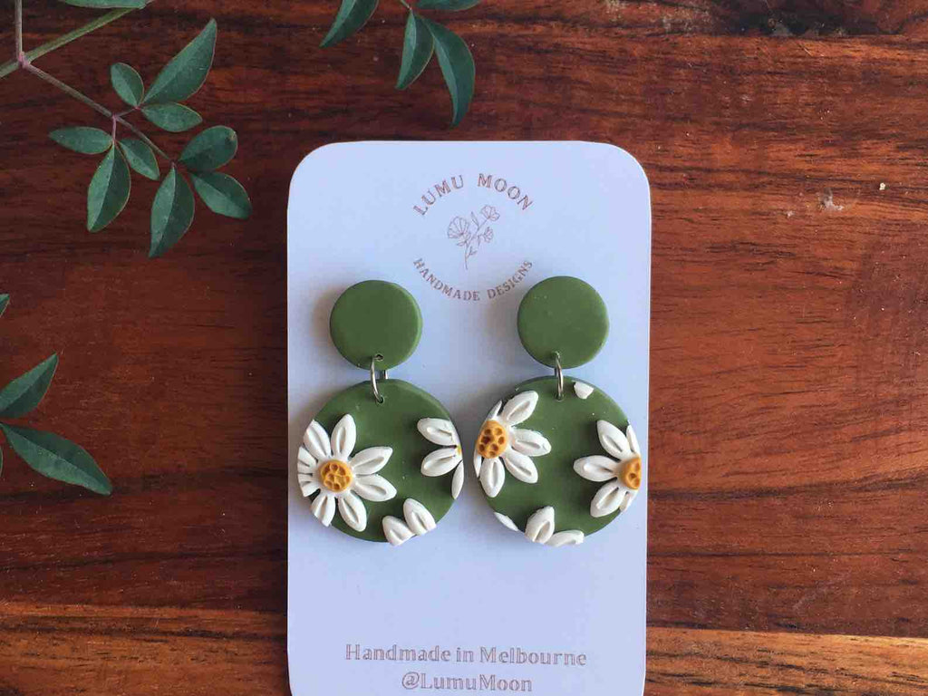 Lumu Moon - Daisy Statement Earrings - Short Dangle