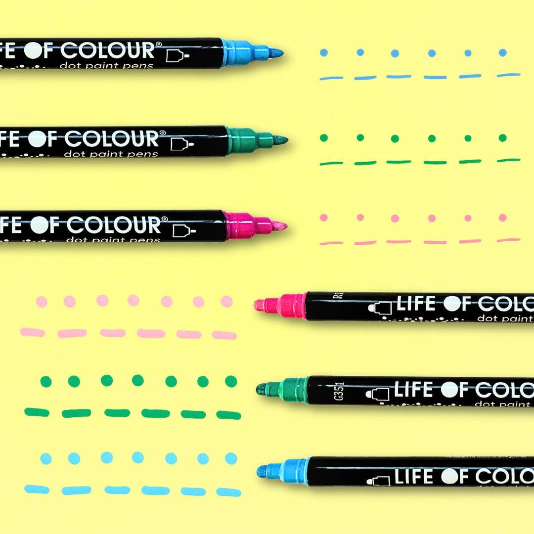 Life of Colour - Dot-A-Licious Acrylic Paint Pens -  Set of 12 Bright Colours