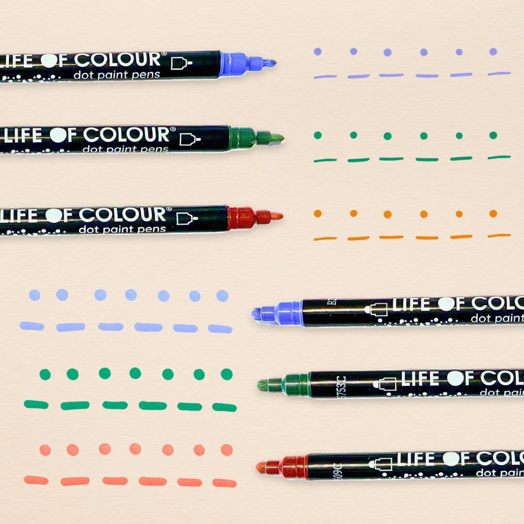 Life of Colour - Wild Dots Acrylic Paint Pens -  Set of 12 Earth Colours