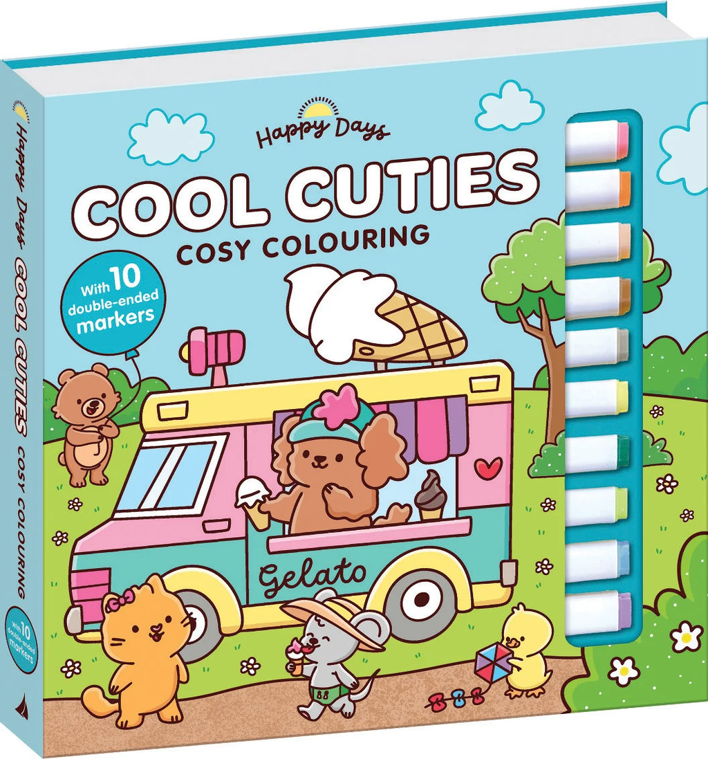 Book | Happy Days - Deluxe Cosy Colouring Folder - Cool Cuties