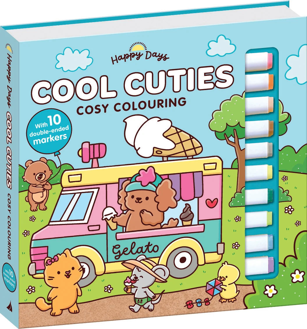 Book | Happy Days - Deluxe Cosy Colouring Folder - Cool Cuties