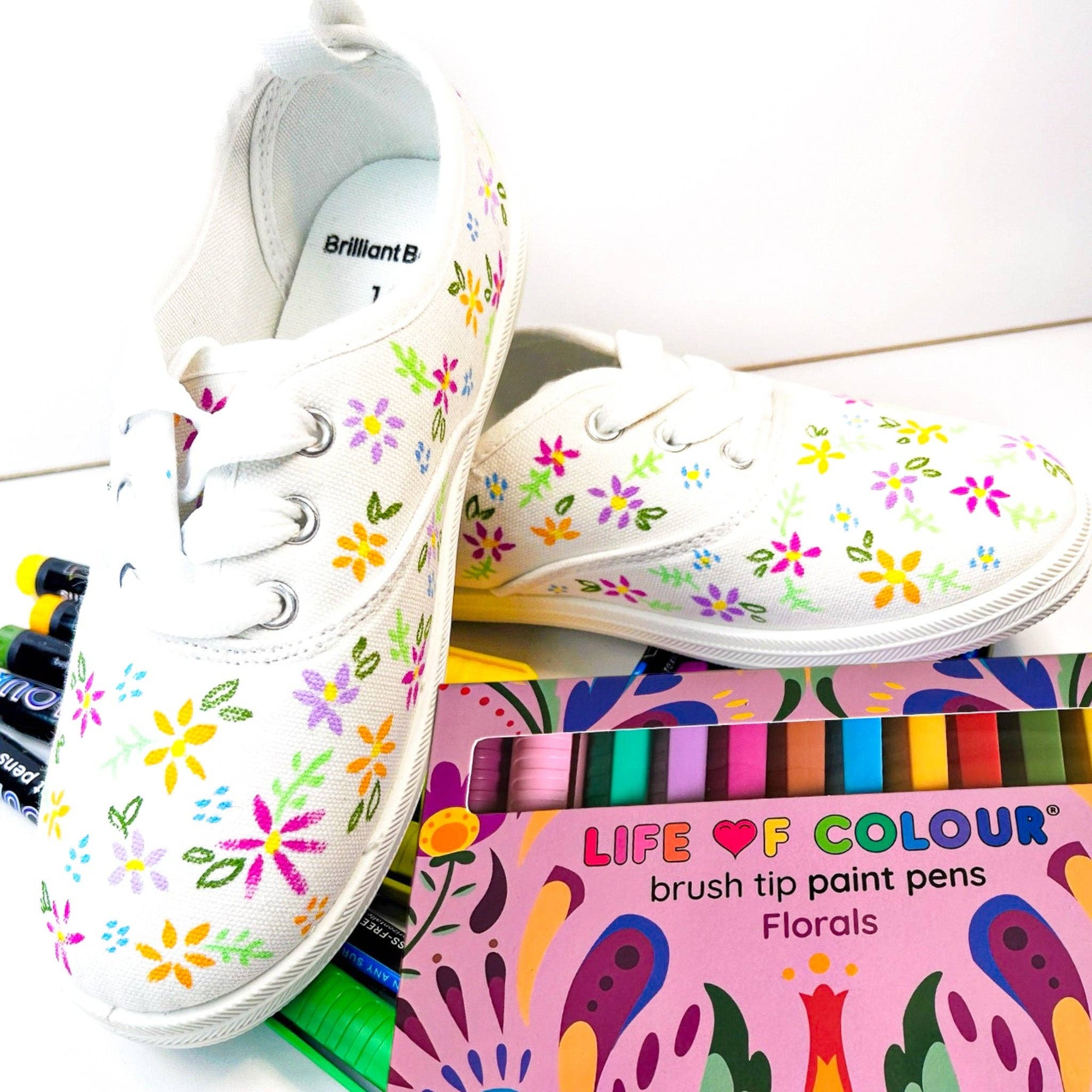 Life of Colour - Floral Colours Brush Tip Acrylic Paint Pens - Set of 12