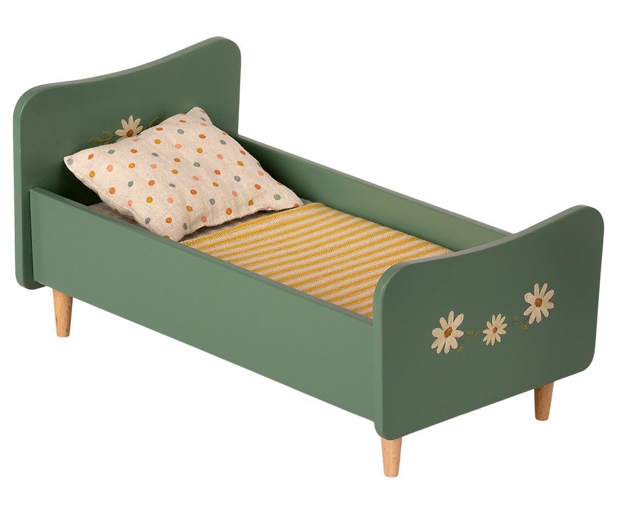 Maileg - Wooden Bed Mini - Mint Blue