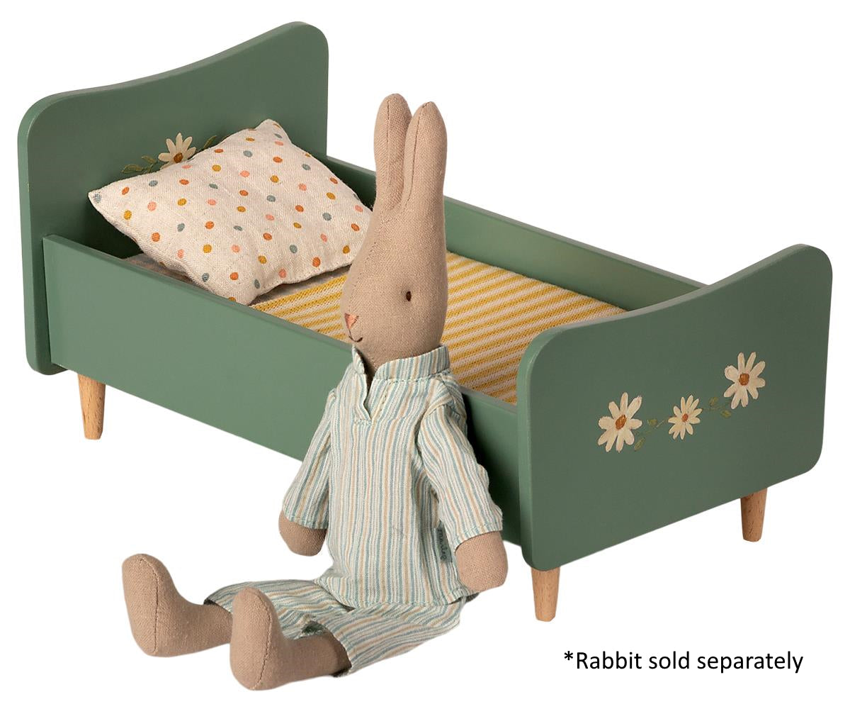 Maileg - Wooden Bed Mini - Mint Blue
