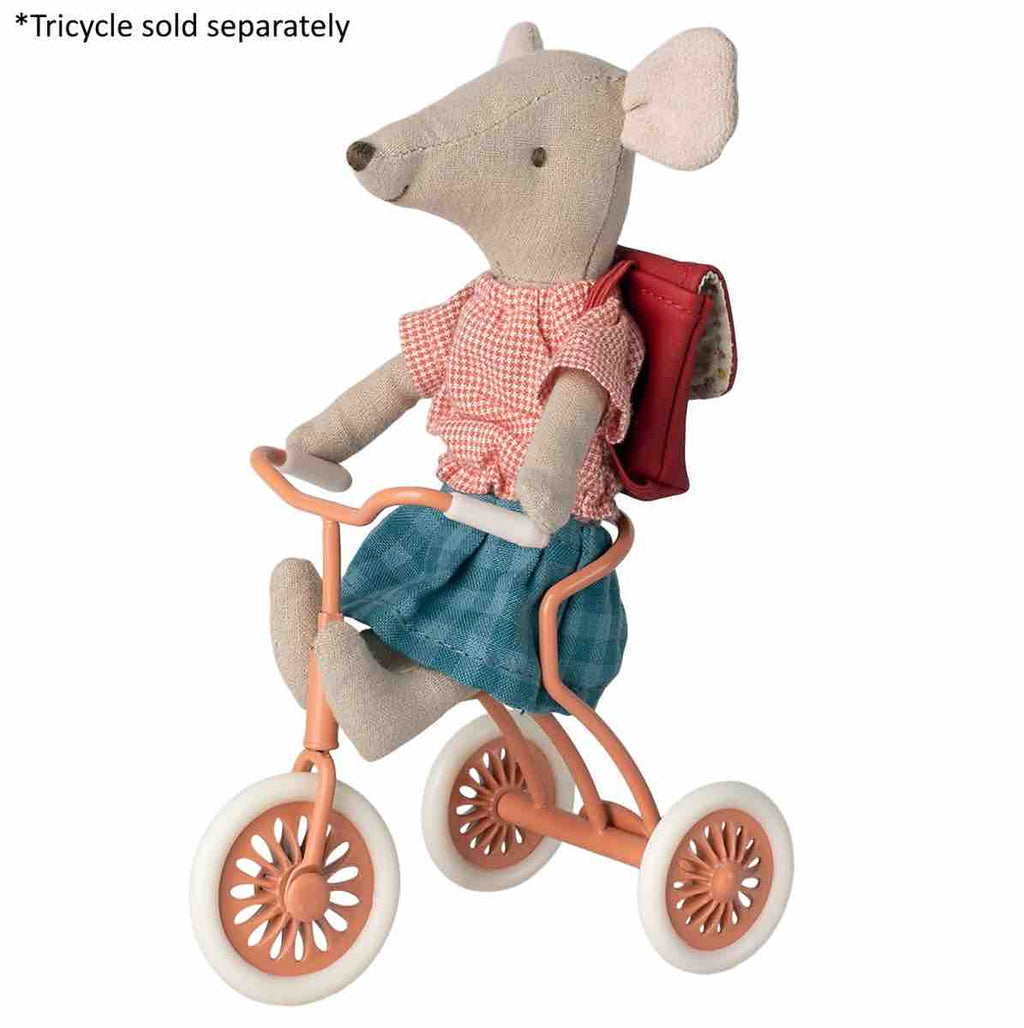 Maileg - Mouse Tricycle Big Sister with Bag Red