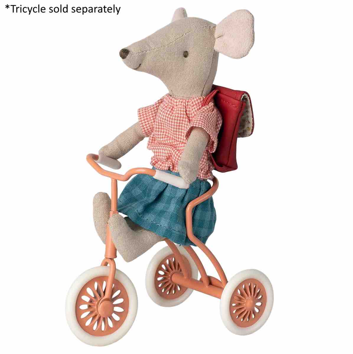 Maileg - Mouse Tricycle Big Sister with Bag Red