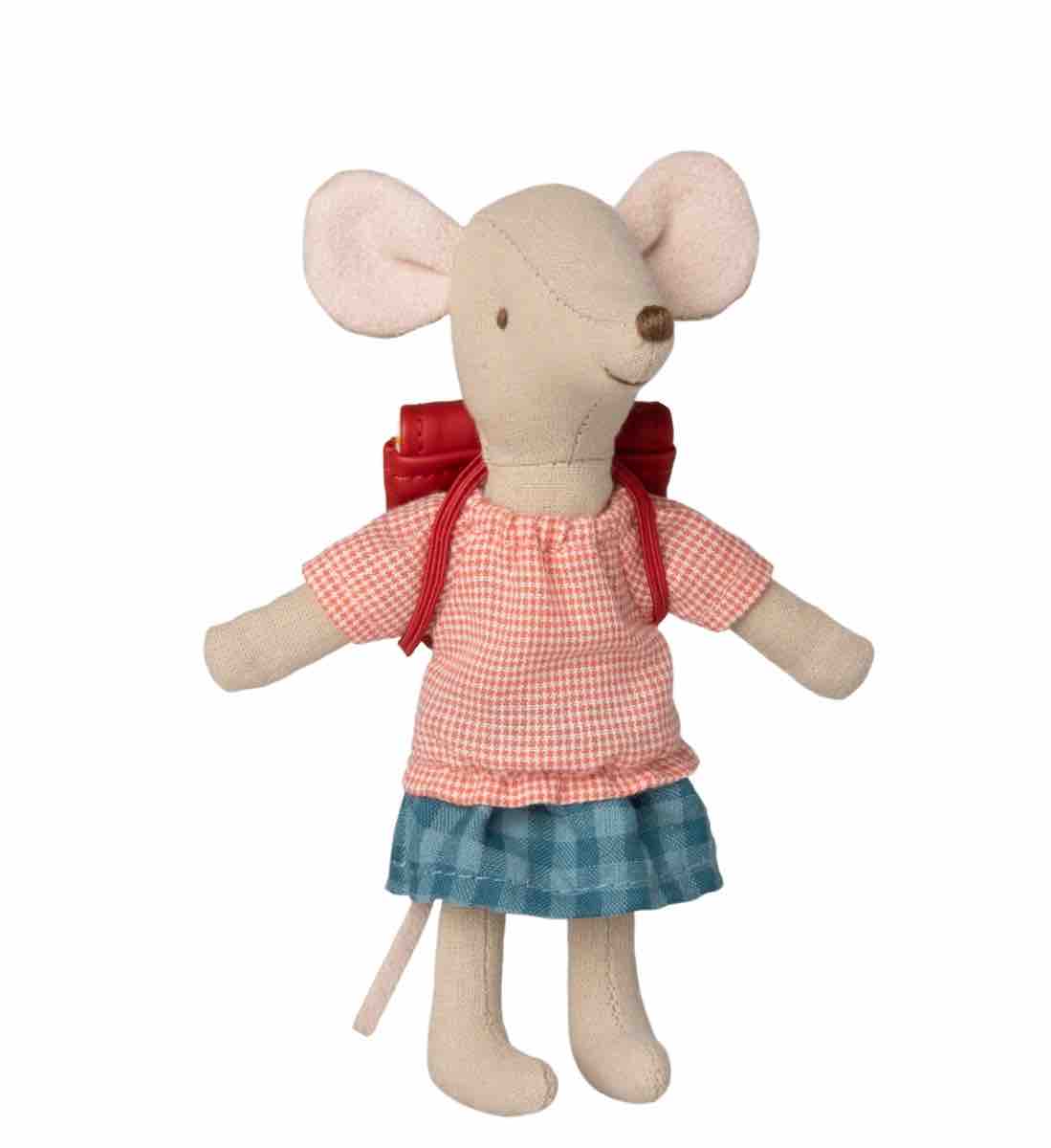 Maileg - Mouse Tricycle Big Sister with Bag Red