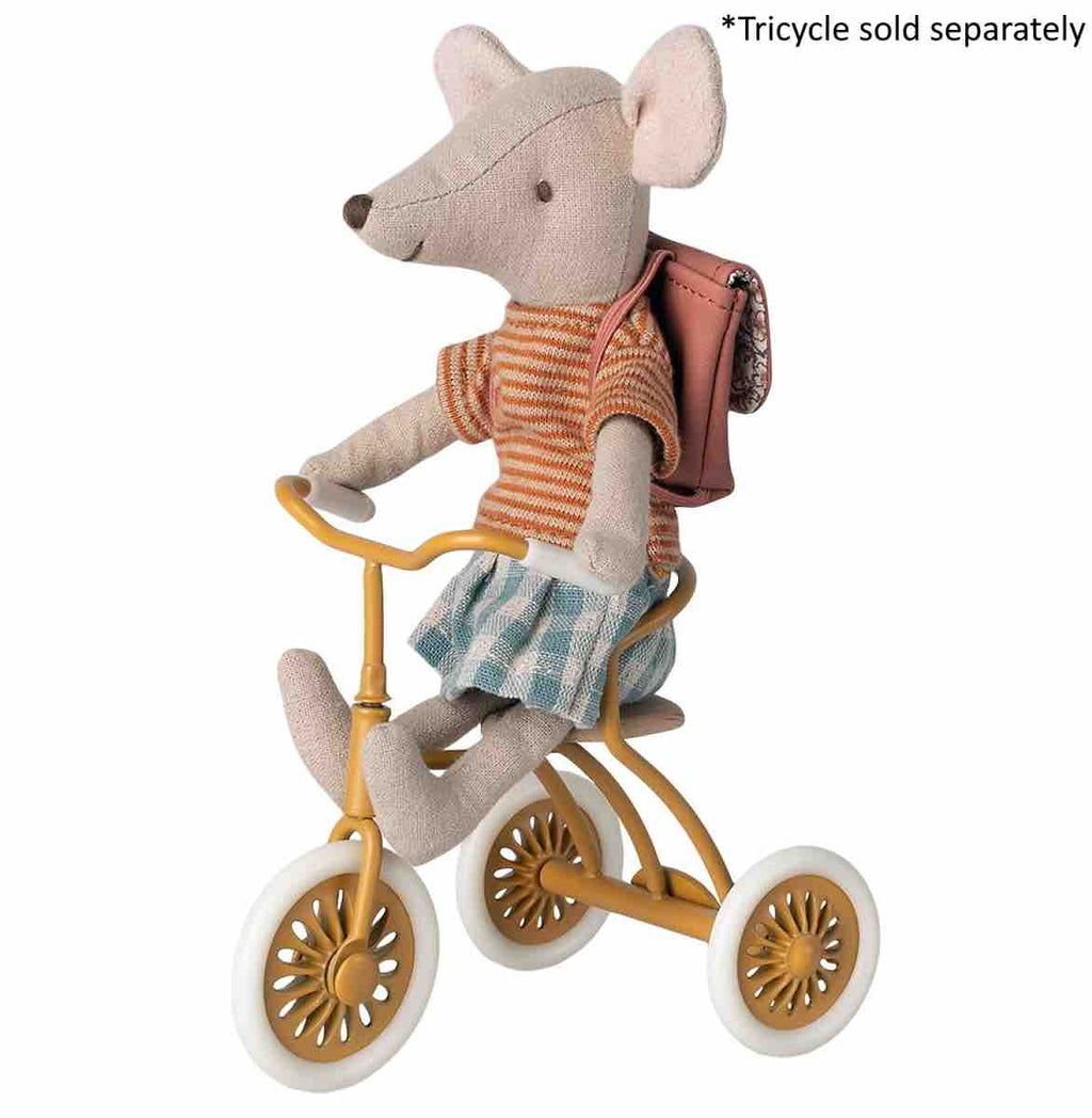 Maileg - Mouse Tricycle Big Sister with Bag Rose