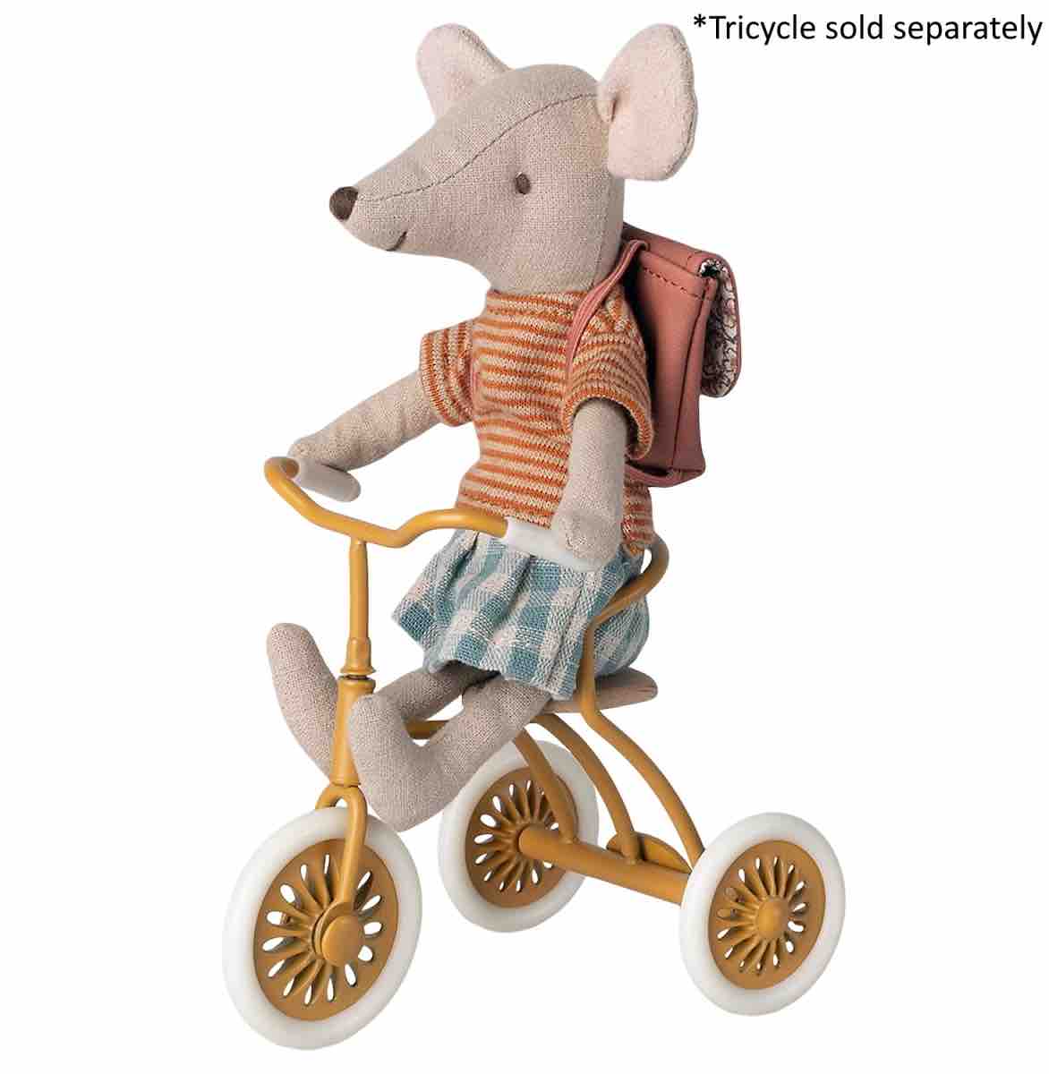 Maileg - Mouse Tricycle Big Sister with Bag Rose