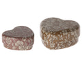 Maileg Metal Heart Box Set ocher-heather 2pk