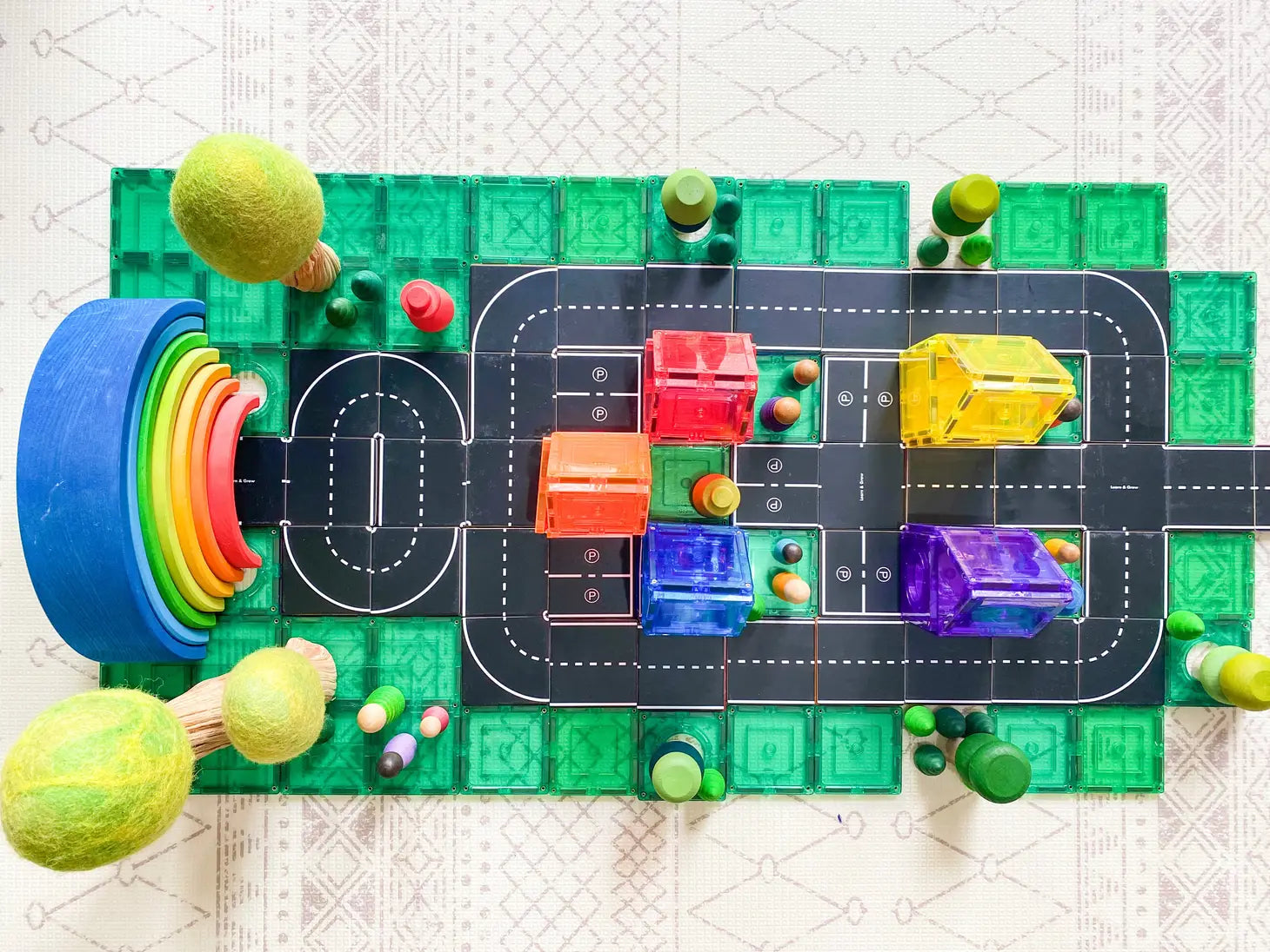 Learn & Grow Magnetic Tile Topper - Road Pack - 40pcs