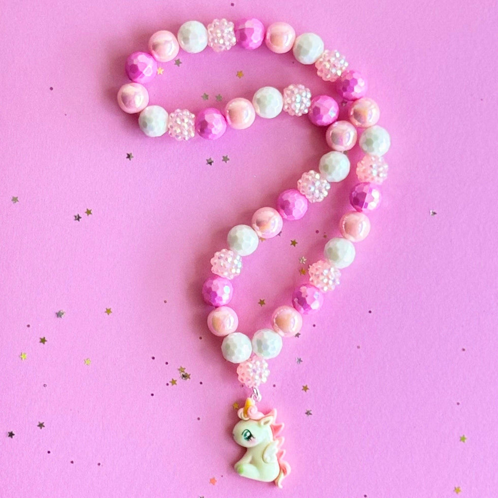 Sweet as Sugar Jewellery Beaded Necklace Pink Unicorn