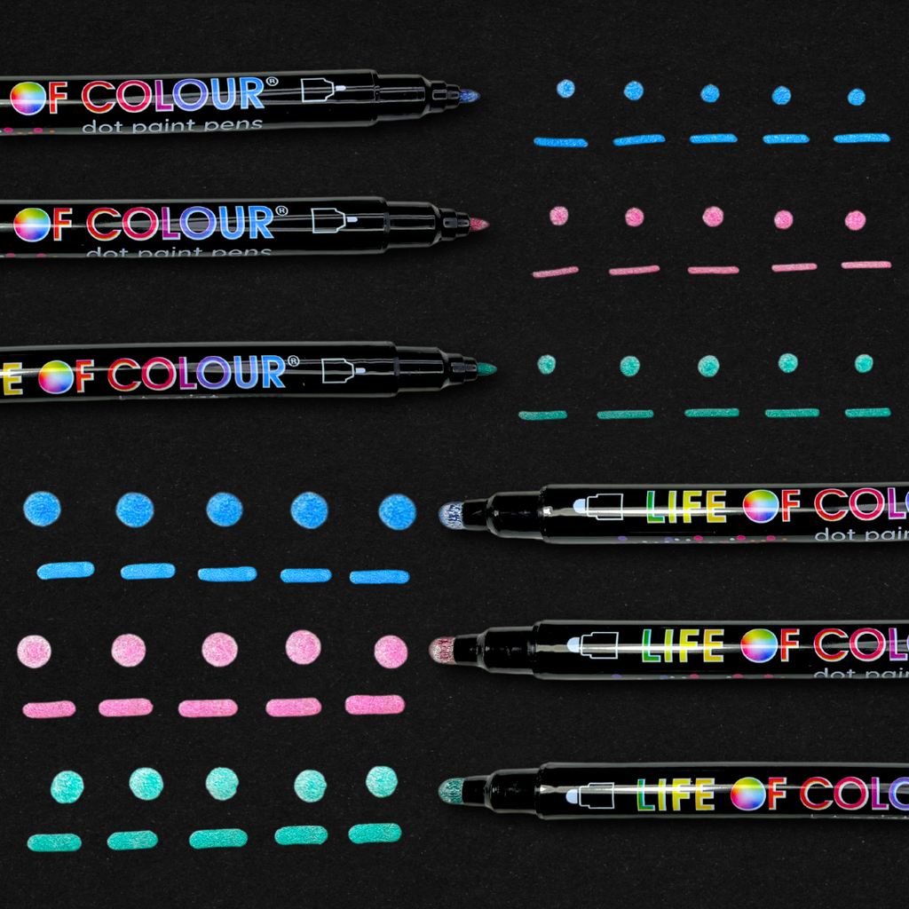 Life of Colour - Metallic Dot Markers Acrylic Paint Pens -  Set of 12