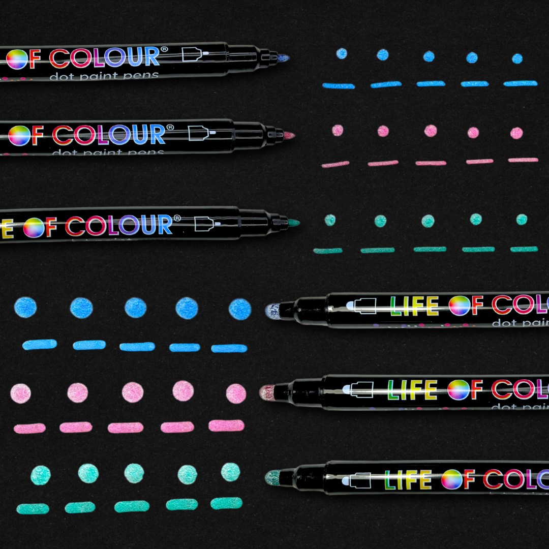 Life of Colour - Metallic Dot Markers Acrylic Paint Pens -  Set of 12
