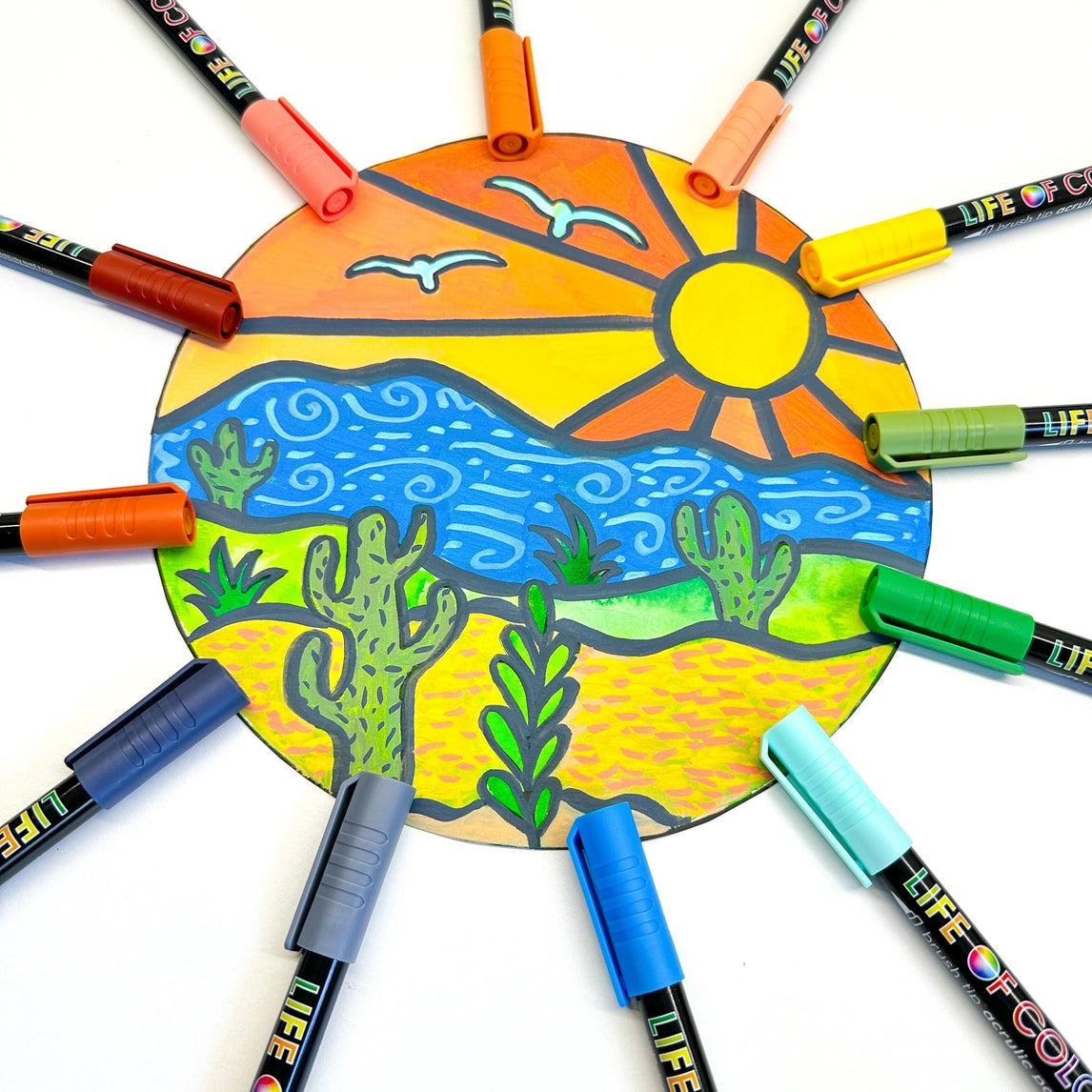 Life of Colour - Desert Vibes Brush Tip Acrylic Paint Pens - Set of 12
