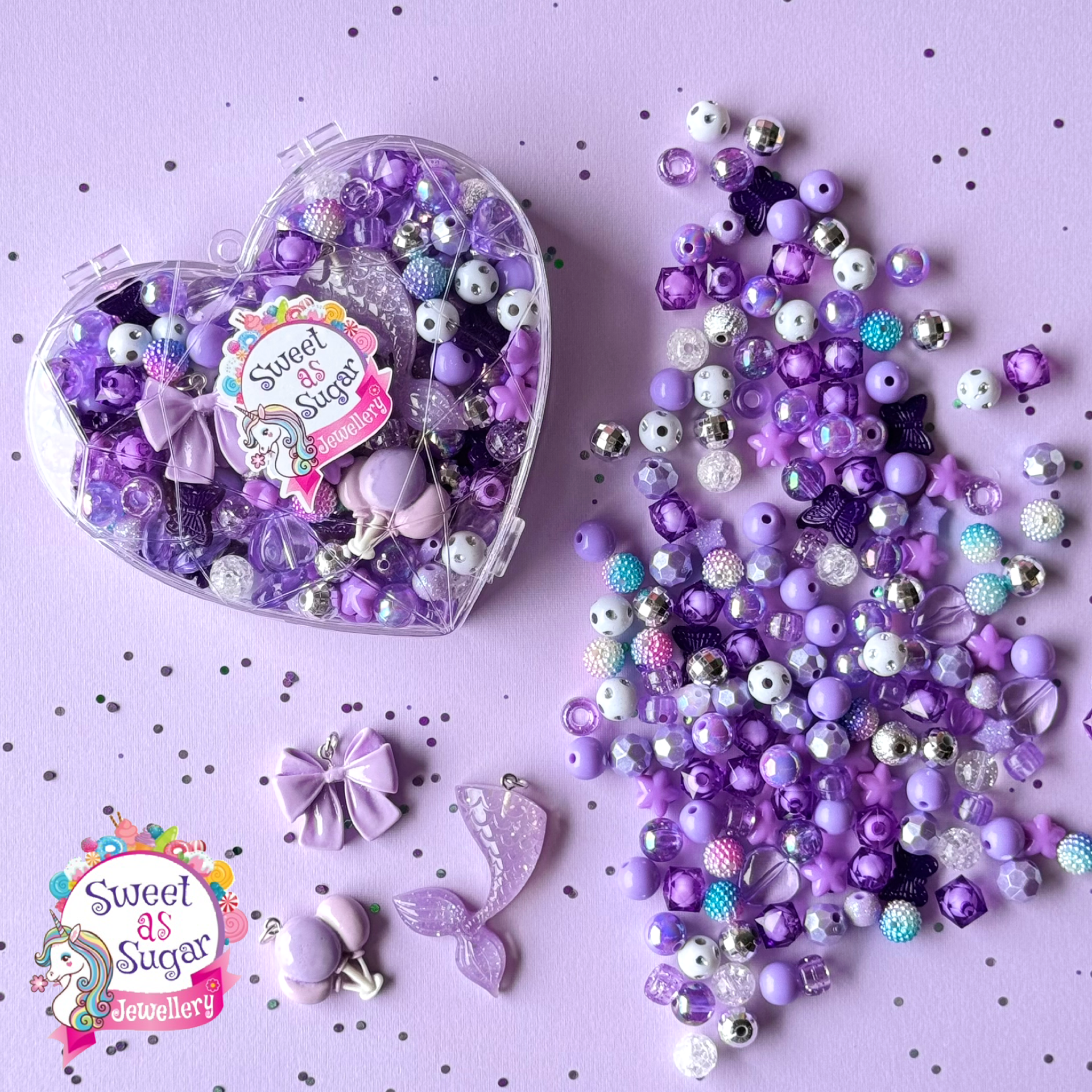 Sweet as Sugar Jewellery Making Kit Purple Heart Shaped