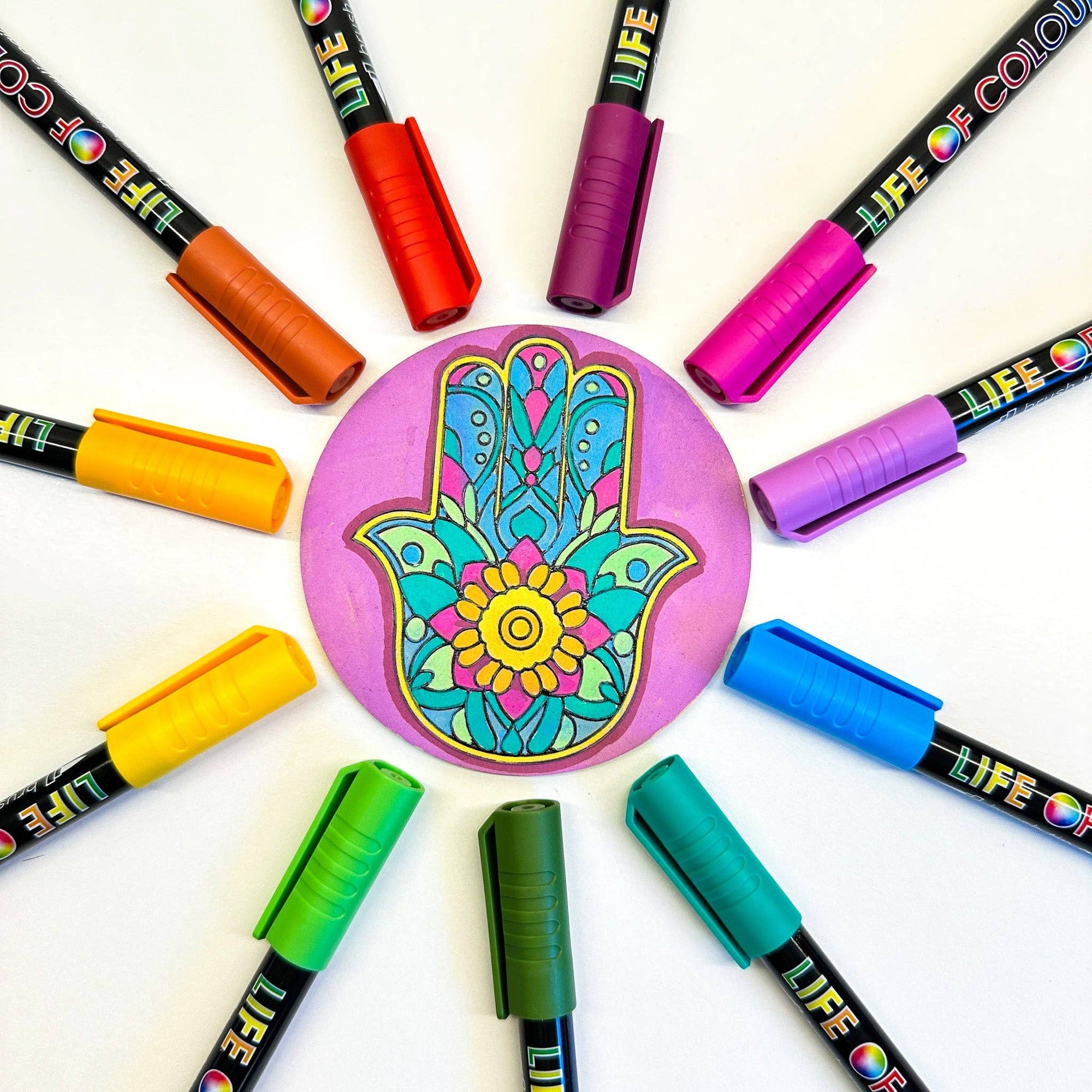 Life of Colour - Floral Colours Brush Tip Acrylic Paint Pens - Set of 12