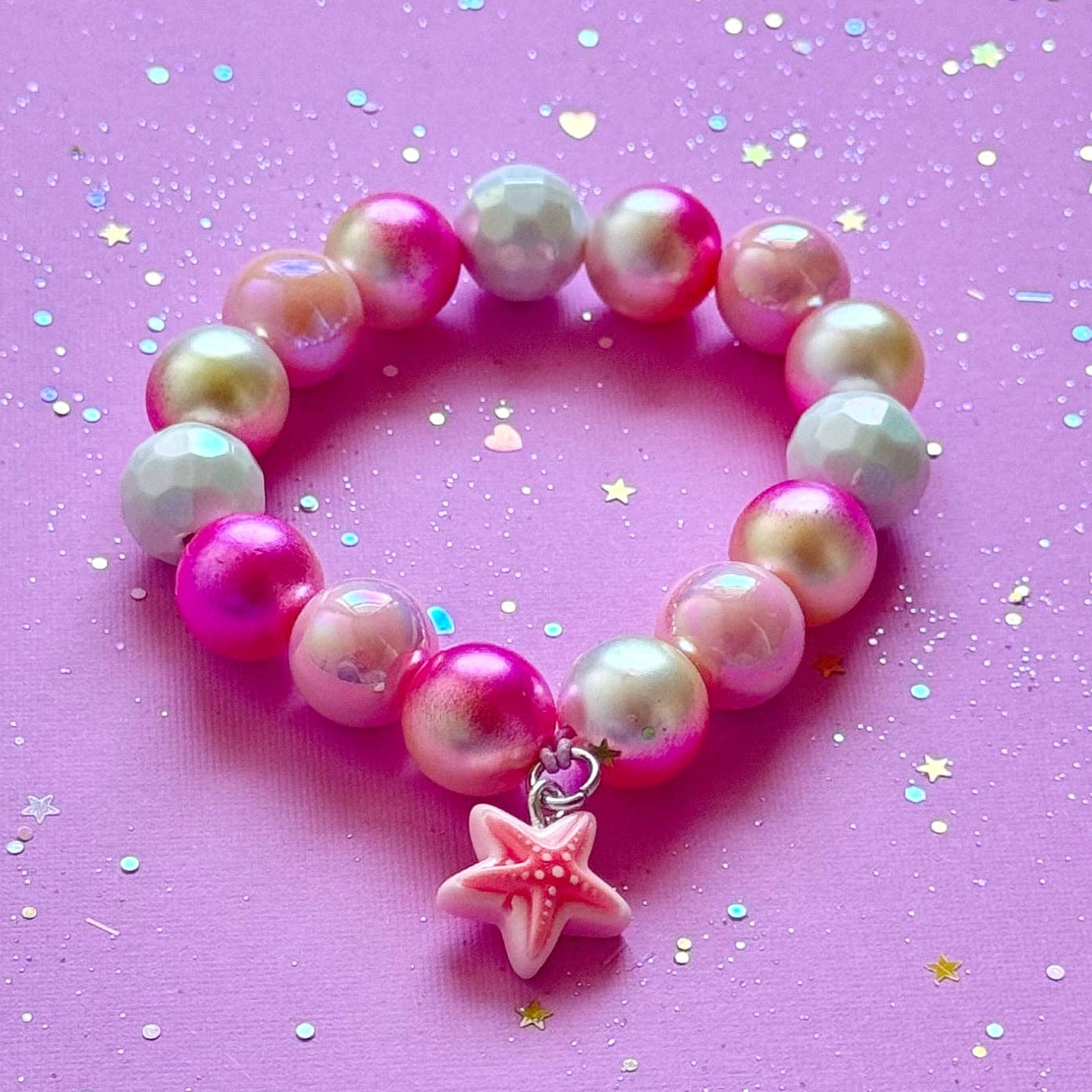 Sweet as Sugar Jewellery Beaded Bracelet Matching Pink Mermaid Necklace
