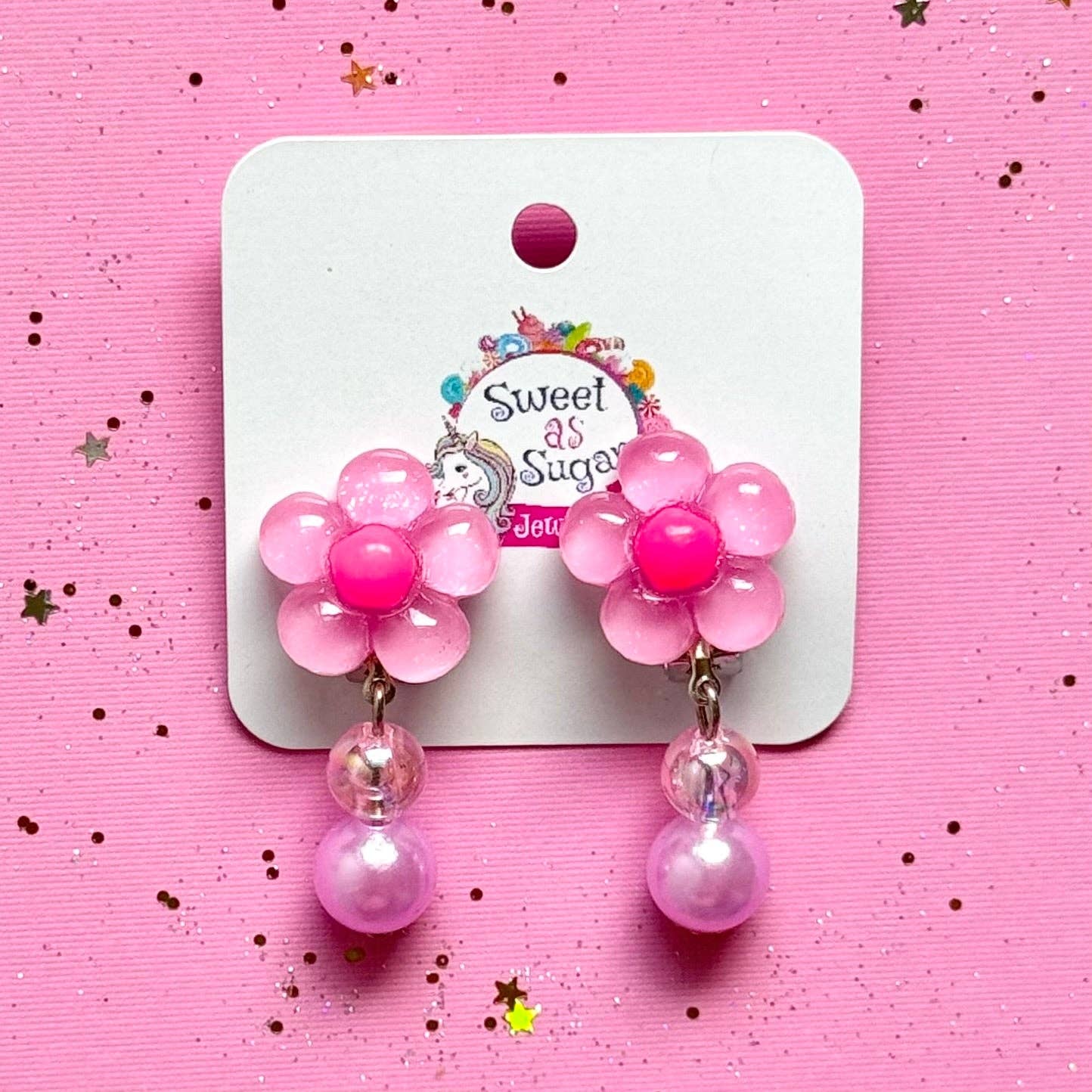 Sweet as Sugar Jewellery Earrings Clip On pink Flower