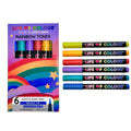 Life of Colour - Rainbow Colours Brush Tip Acrylic Paint Pens – Set of 6