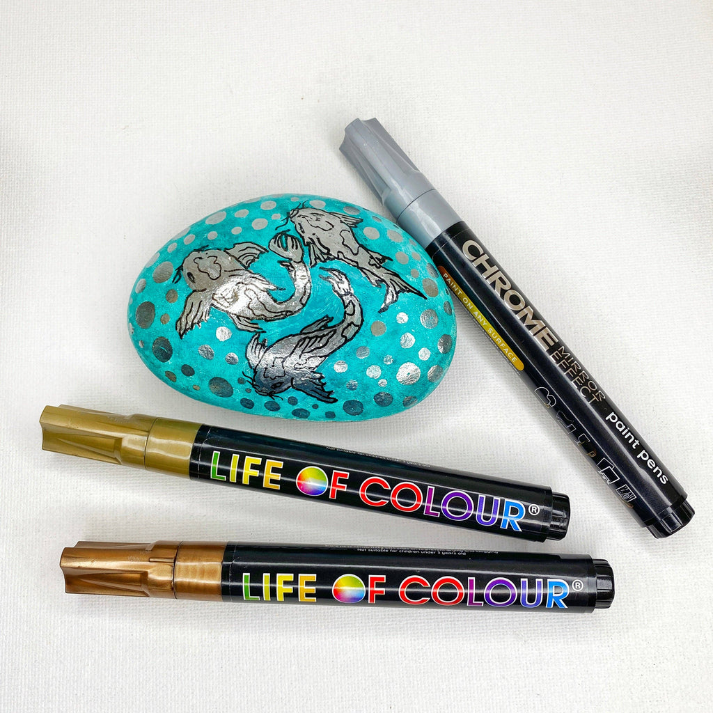 Life of Colour - Chrome Mirror Effect 3mm Medium Tip Acrylic Paint Pens - Set of 3