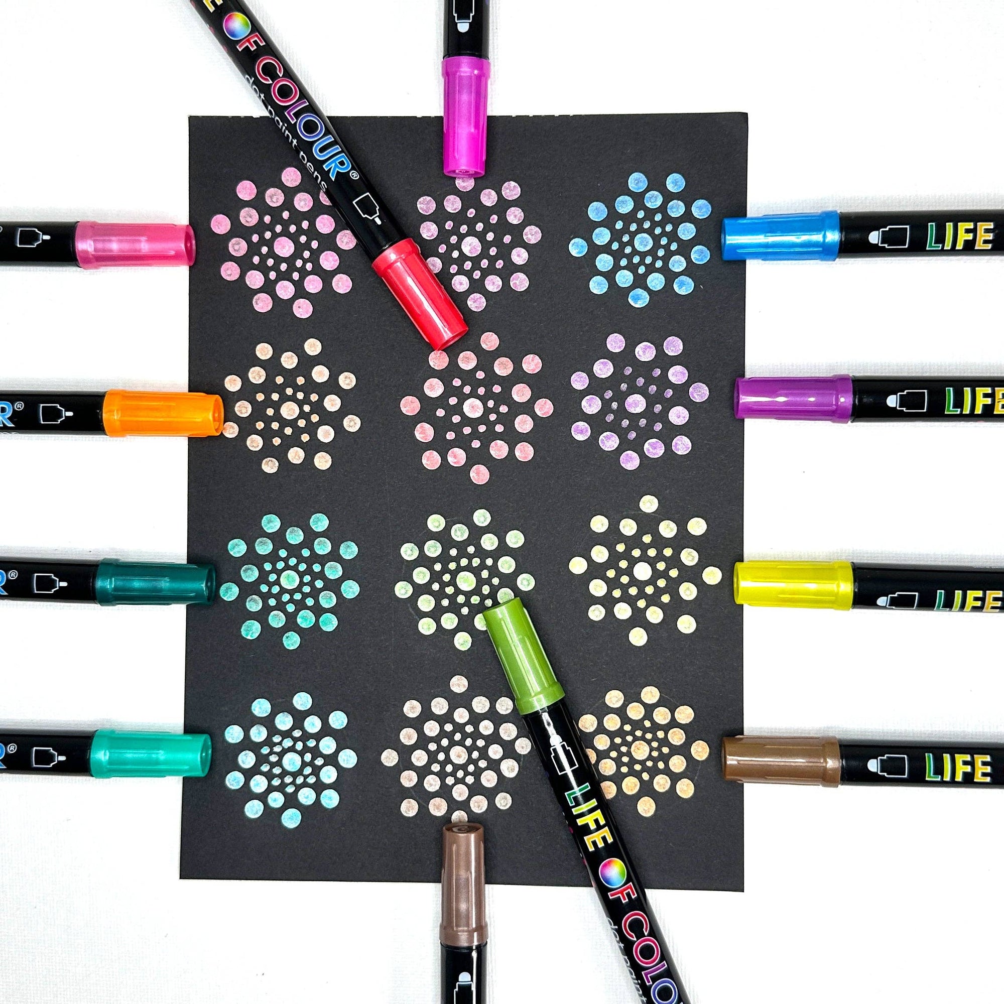 Life of Colour - Metallic Dot Markers Acrylic Paint Pens -  Set of 12