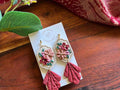 Lumu Moon - Red & Floral Bouquet Earrings - Long